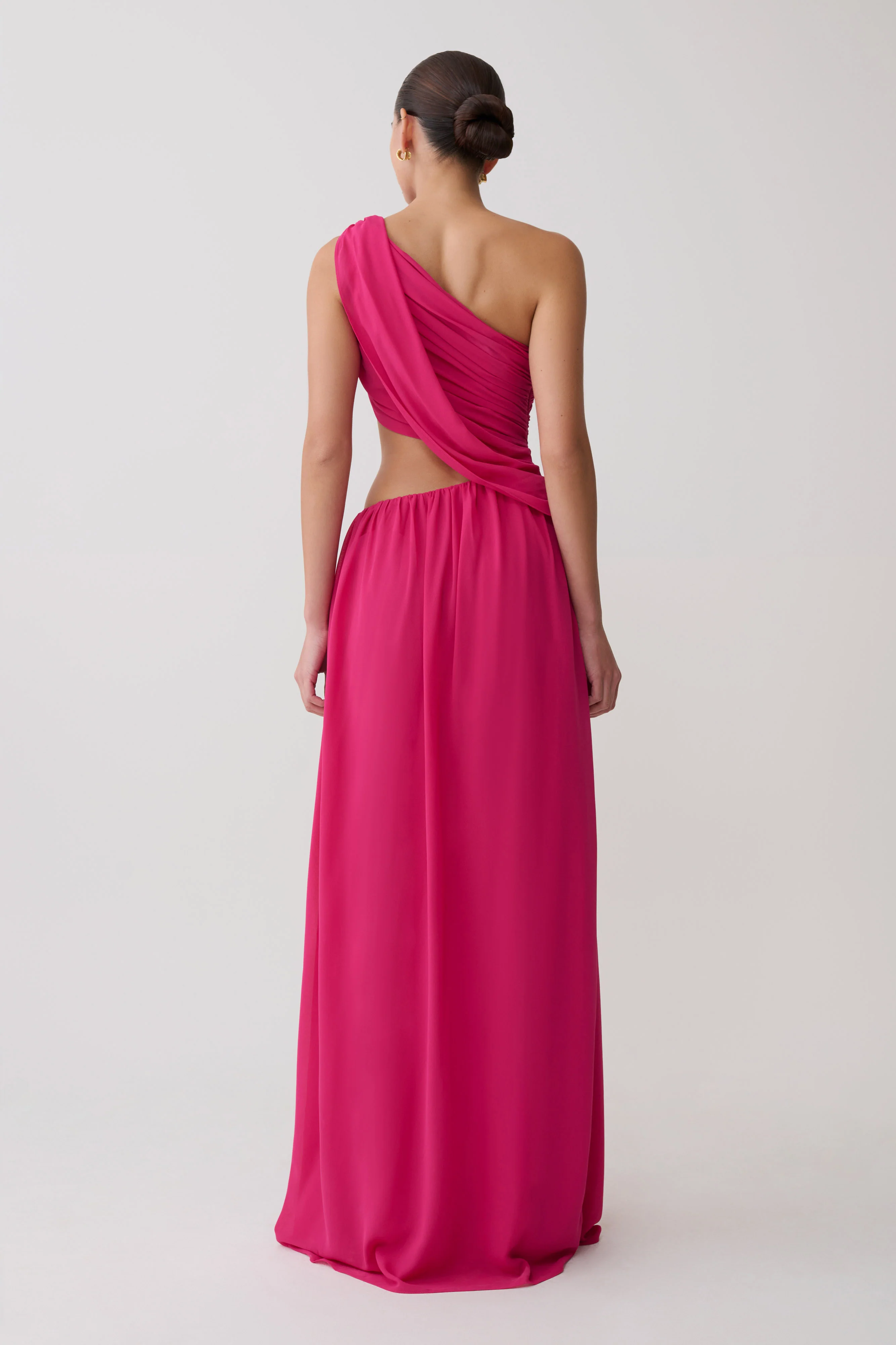 Aria Chiffon Cut Out Maxi Dress - Fuchsia - Image 2
