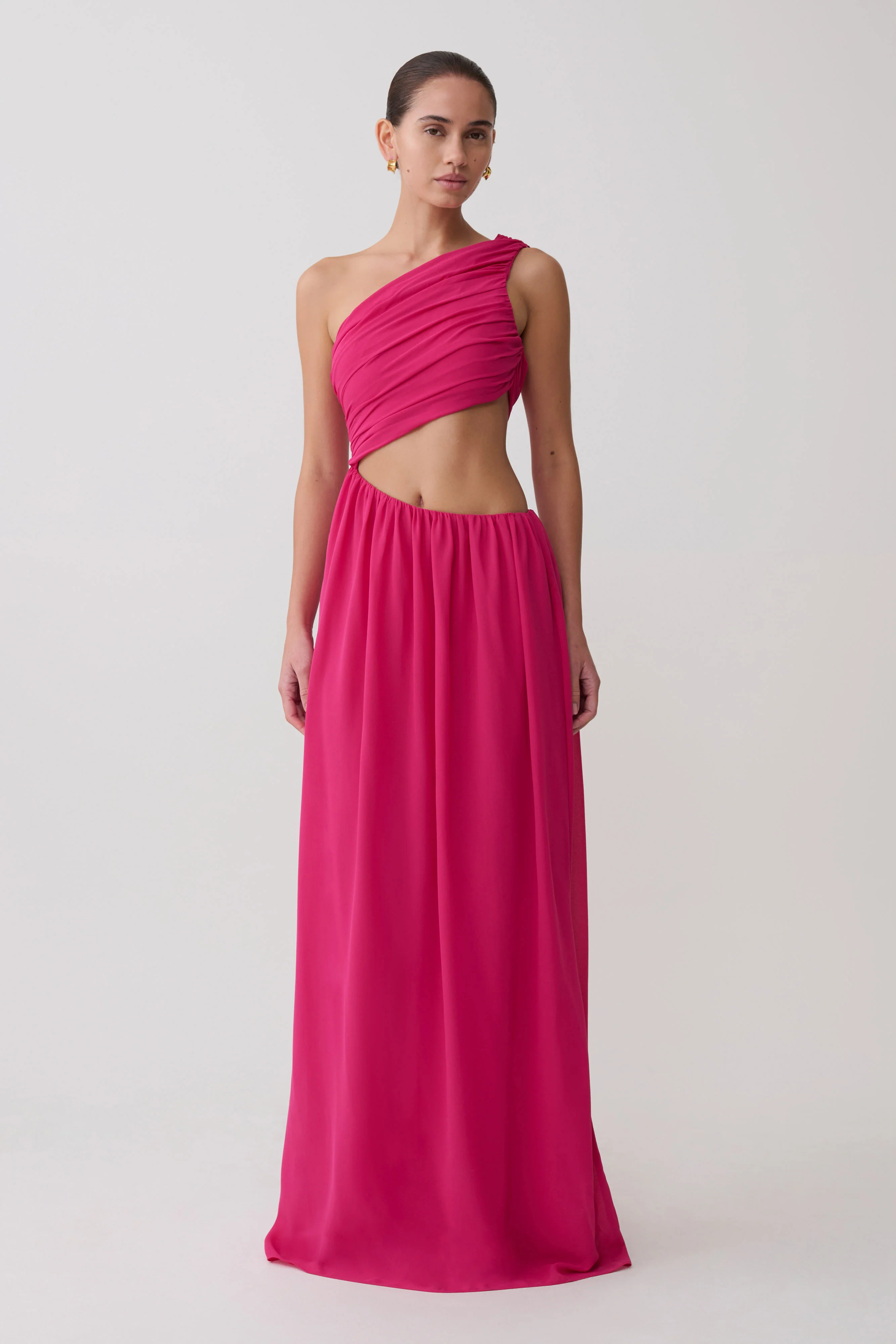 Aria Chiffon Cut Out Maxi Dress - Fuchsia - Image 4