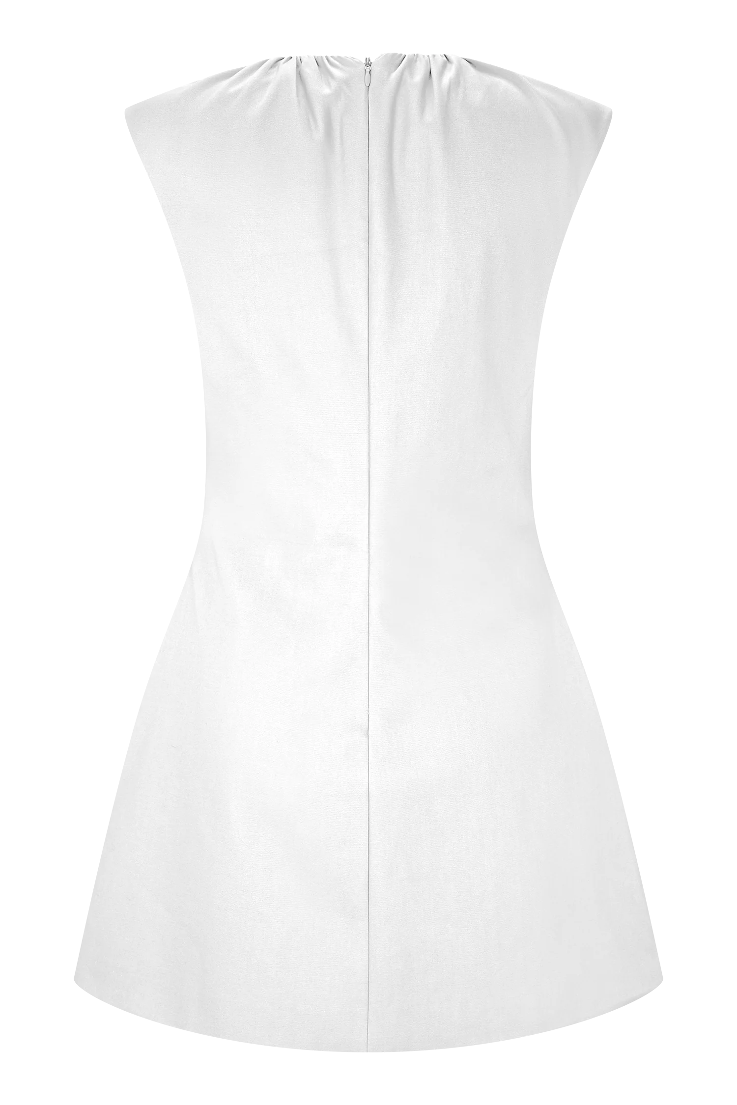 Ariana Pleated Neck Mini Dress - Ivory - Image 7