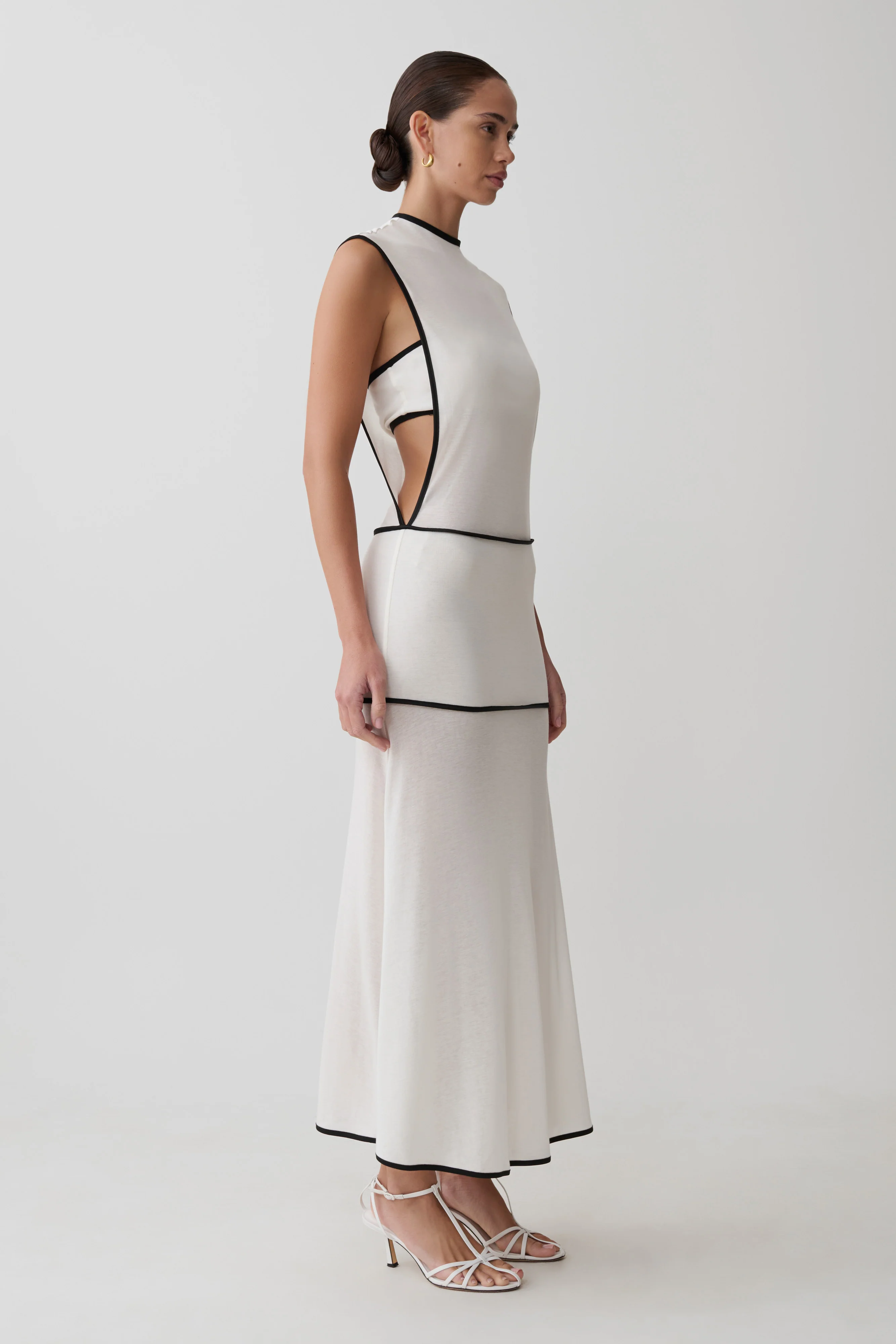 Aris Sleeveless Sheer Maxi Dress - Black/White - Image 3