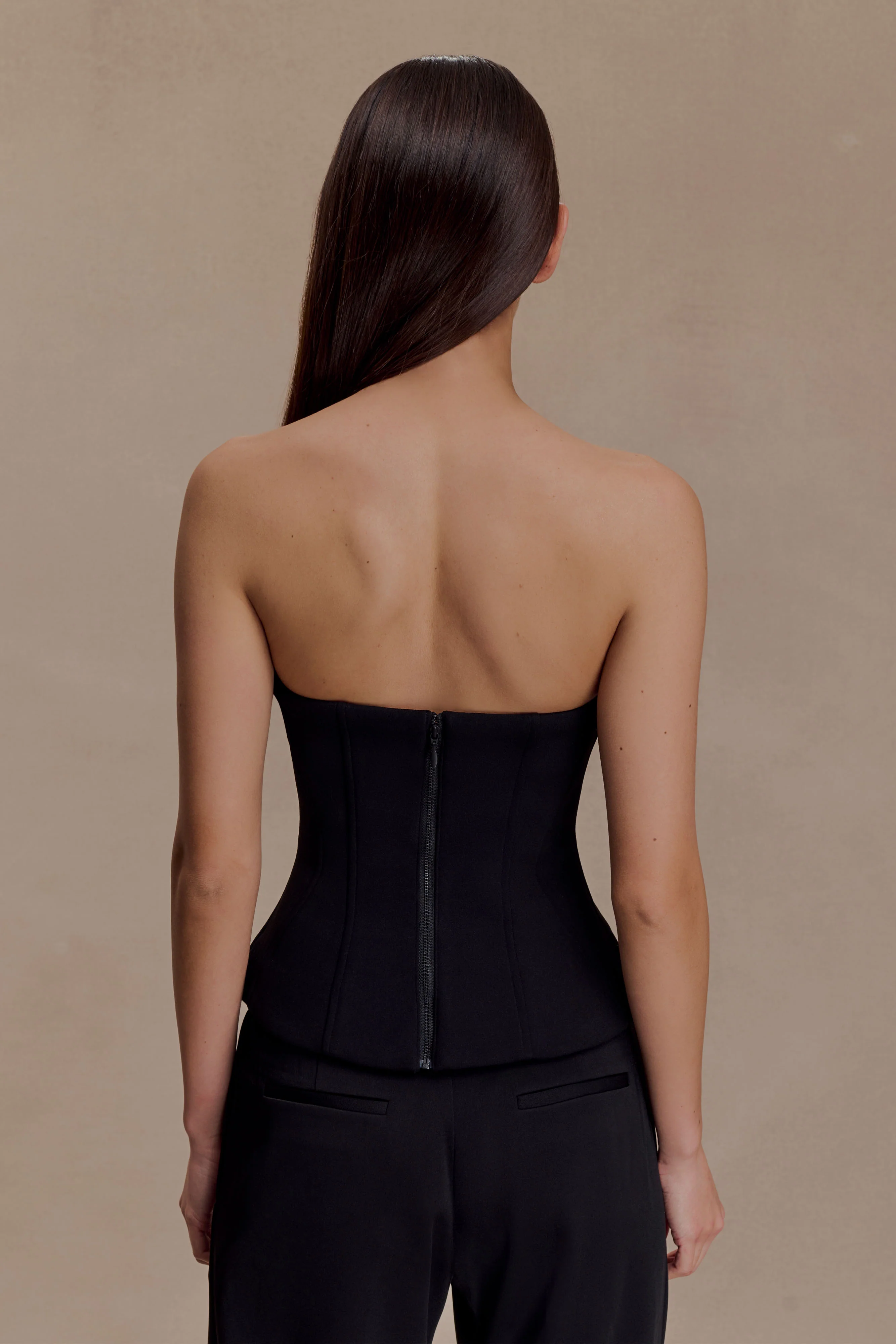 Arla Button Up Corset Top - Black - Image 2