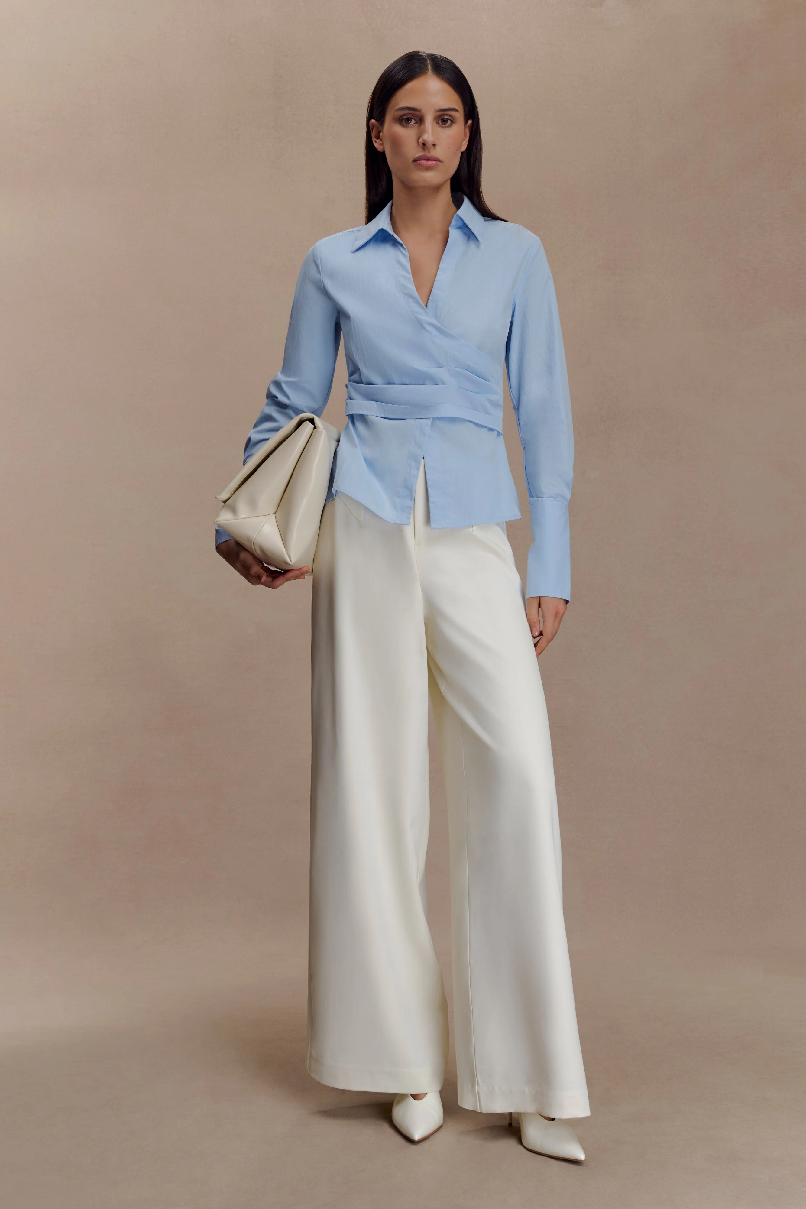 Arlo Wide Leg Suiting Trouser - Ivory - Image 4