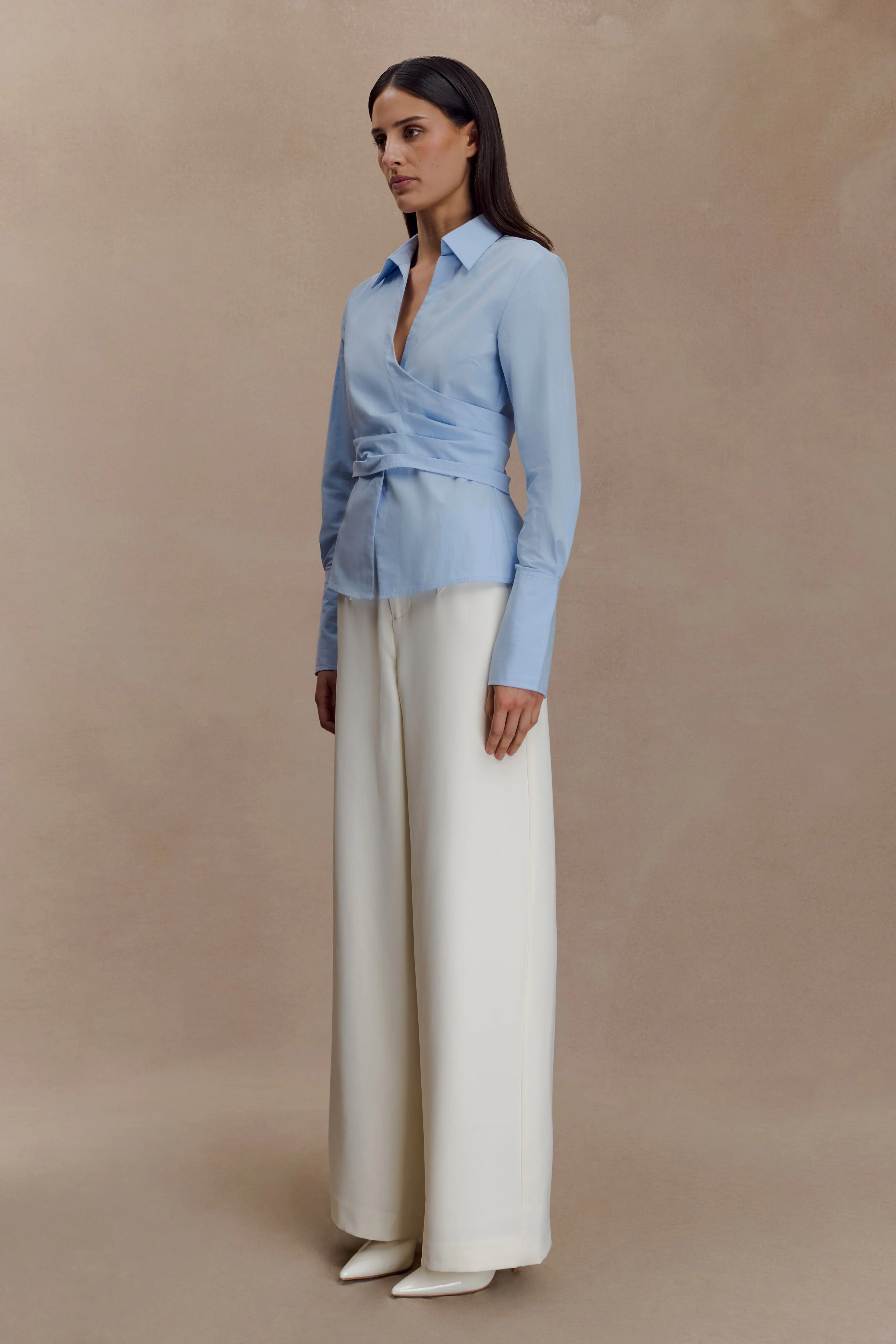 Arlo Wide Leg Suiting Trouser - Ivory - Image 6
