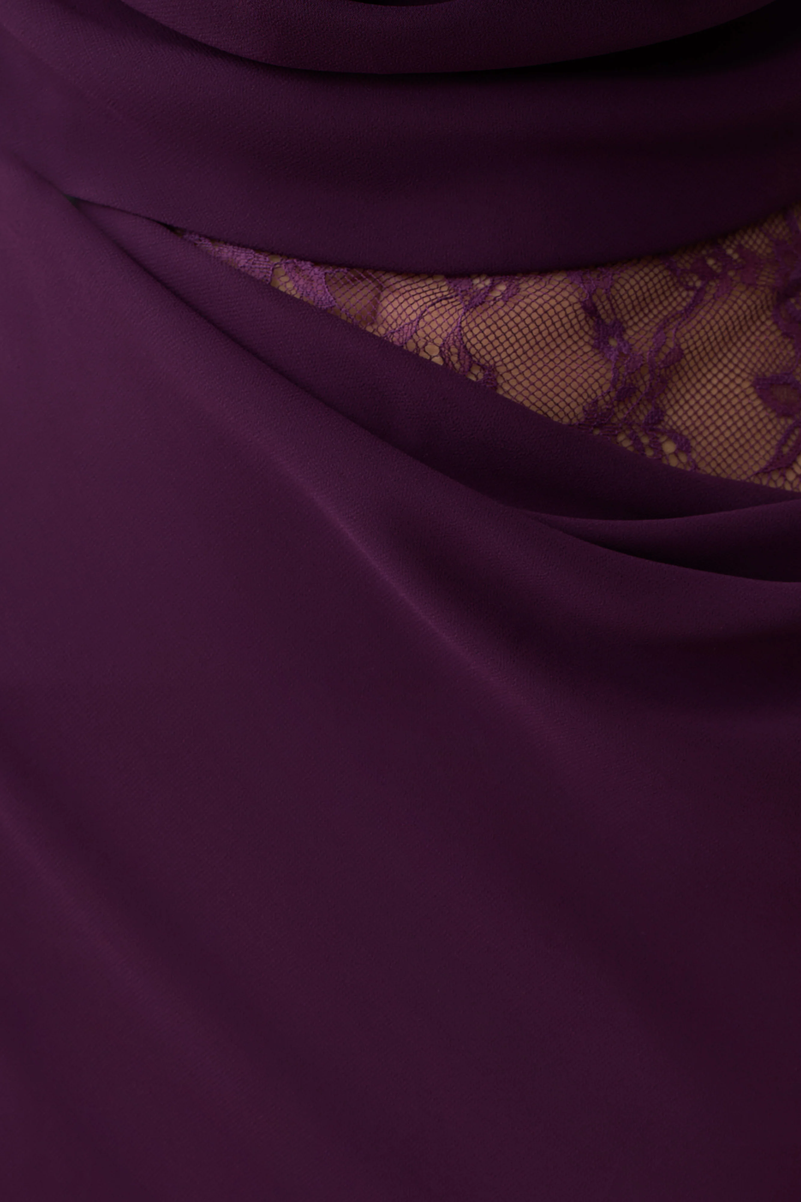 Arra Chiffon And Lace Halter Maxi Dress - Plum - Image 4