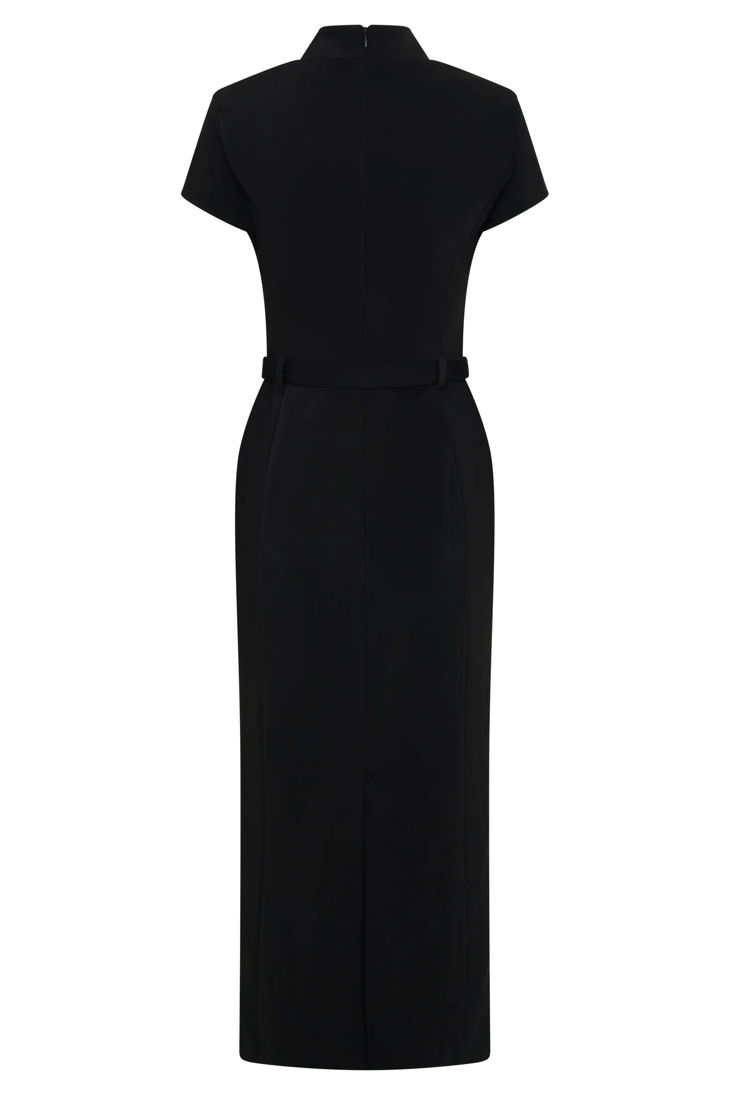 Arwyn Short Sleeve Crepe Midi Dress - Black - Image 6