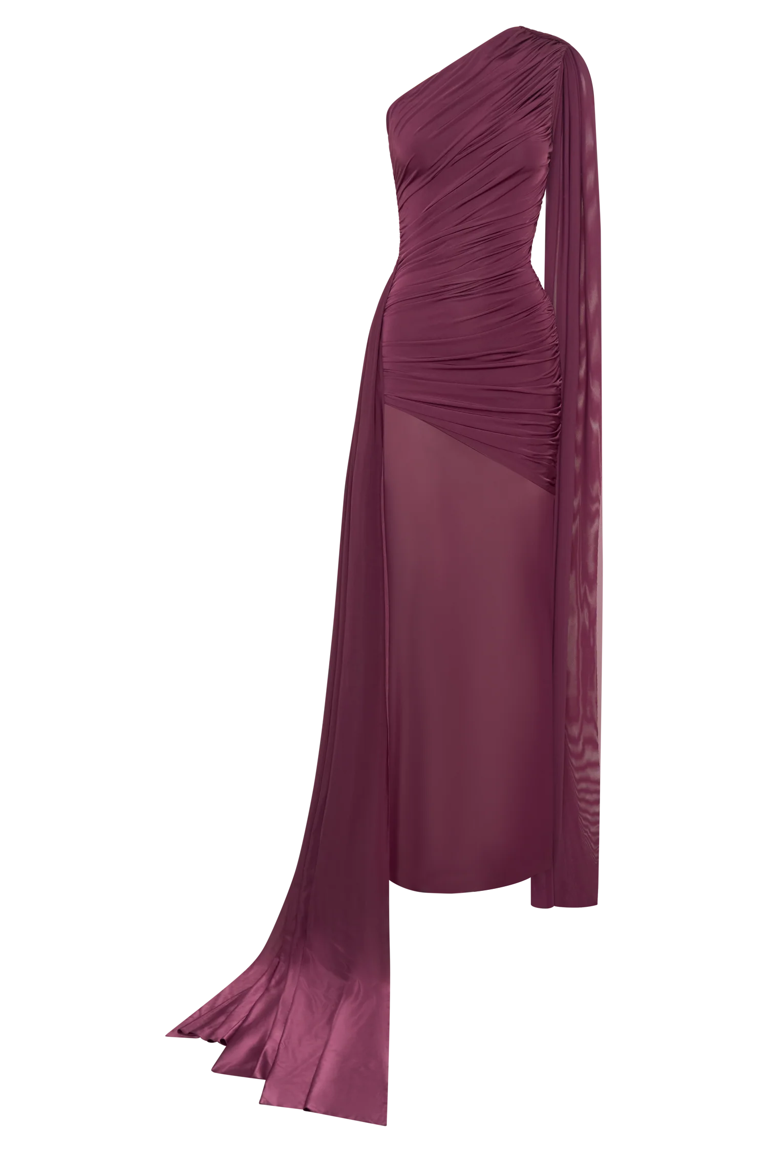 Asher Slinky One Shoulder Maxi Dress - Neutral Plum - Image 7