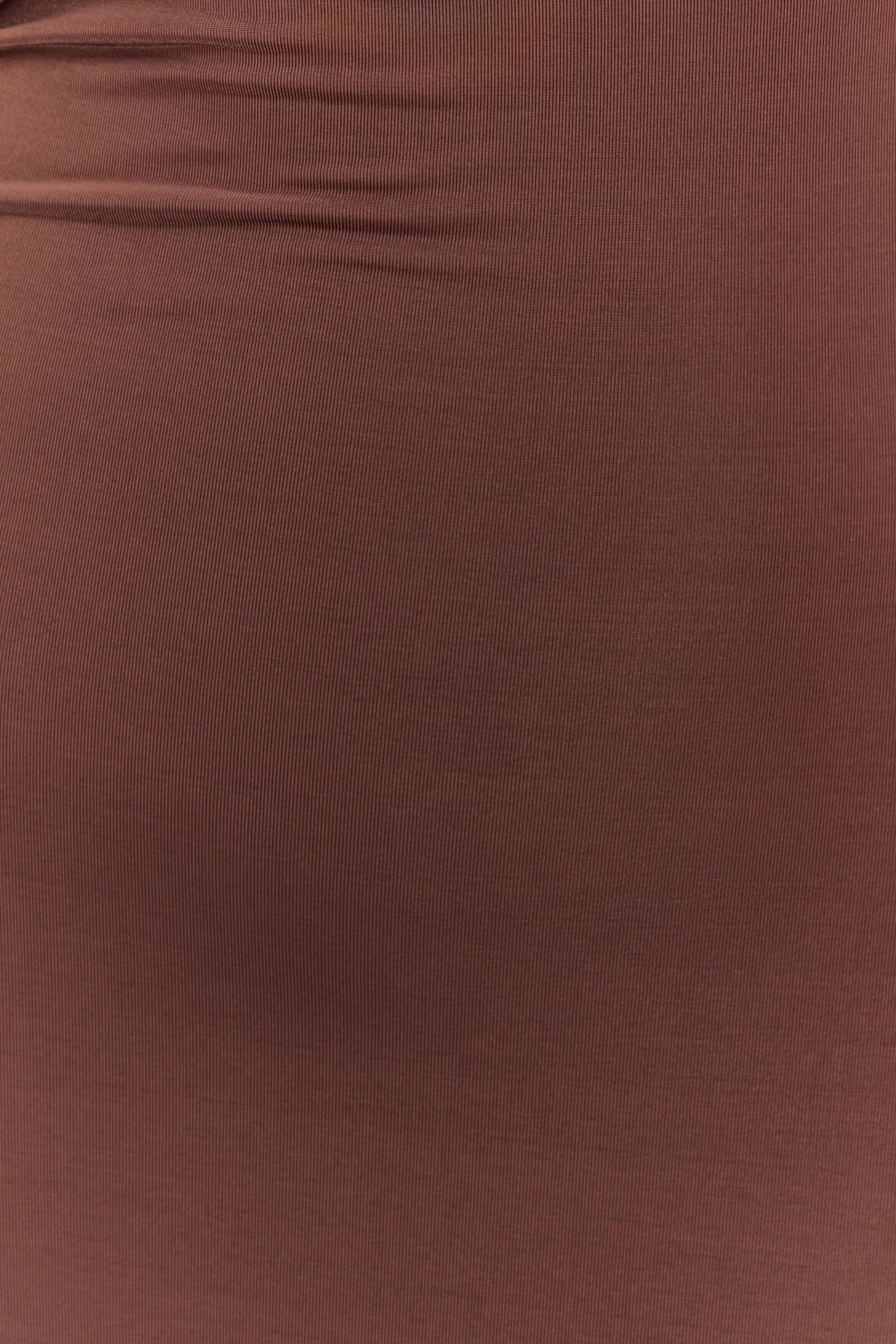 Ashford Asymmetrical Slinky Maxi Dress - Chocolate - Image 4