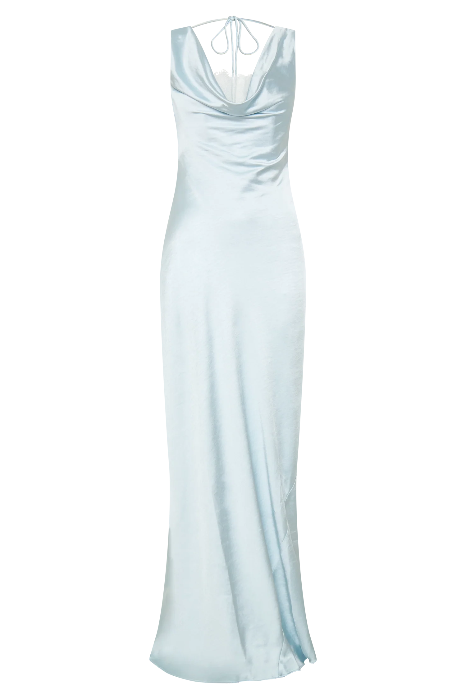 Ashley Cowl Neck Lace And Satin Maxi Dress - Ice Blue - Image 11