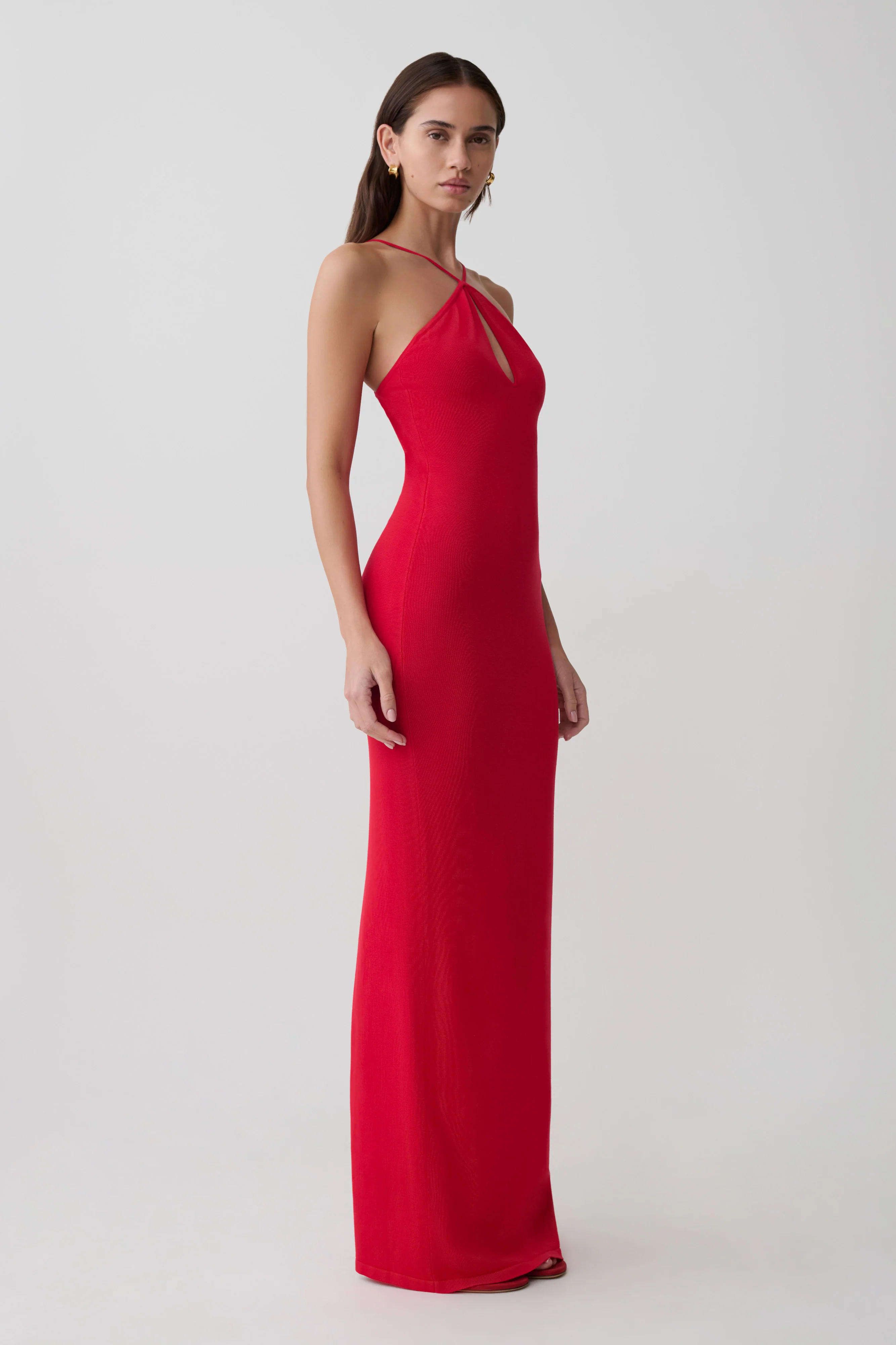 Ashtin Cross Front Knit Maxi Dress - Red - Image 4