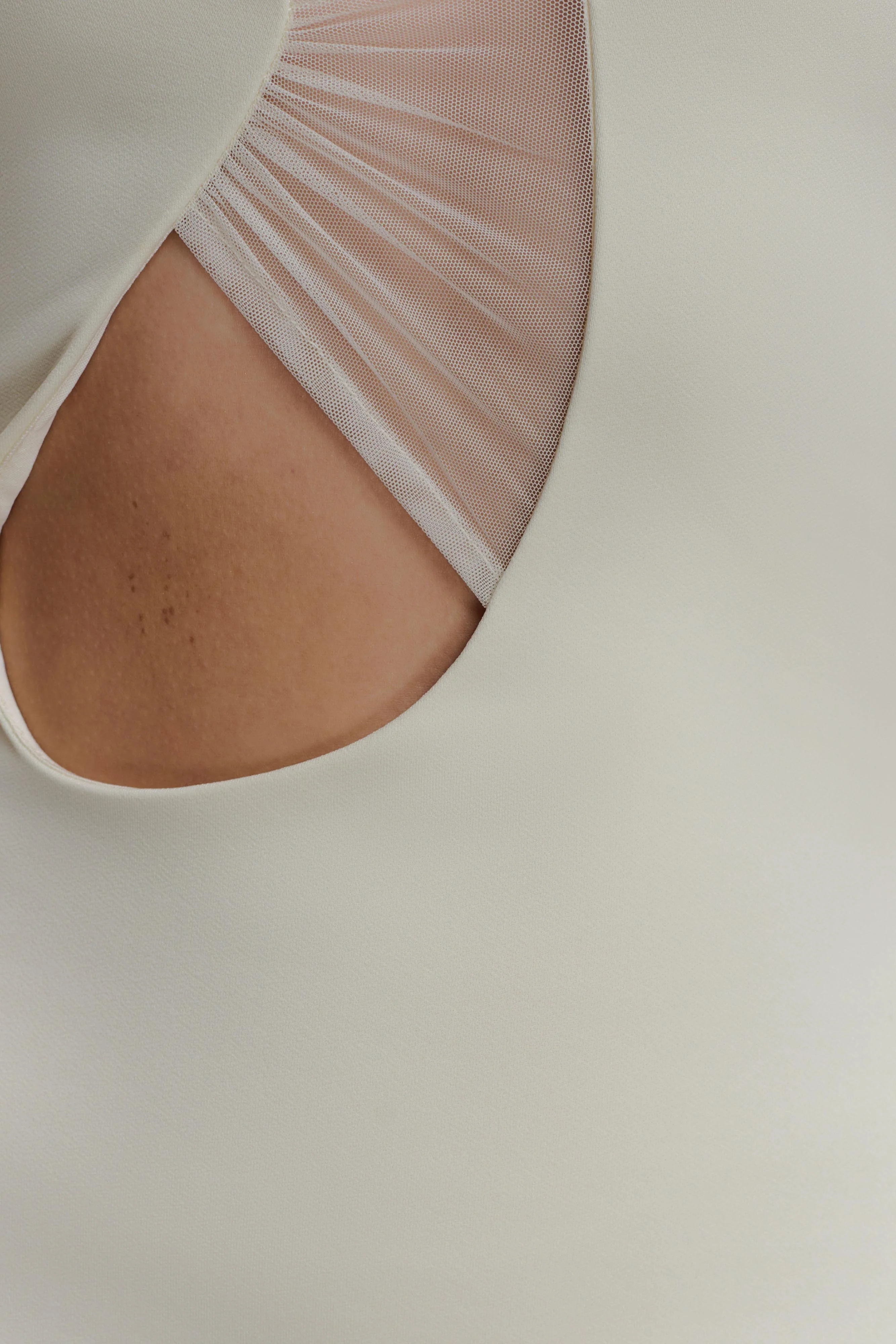 Aubree Crepe And Mesh Maxi Dress - Ivory - Image 4