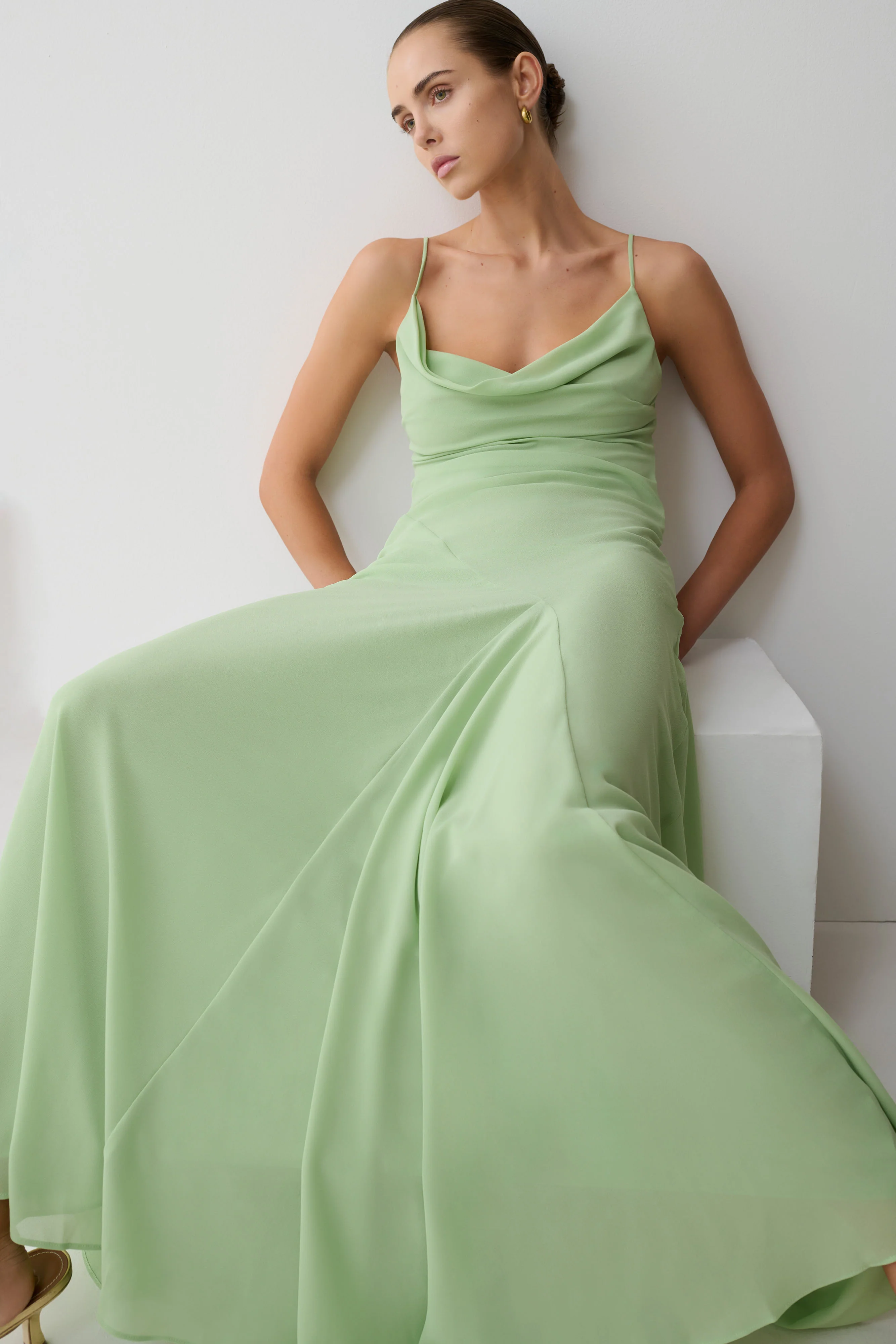Aurelia Chiffon Maxi Dress - Sage - Image 6