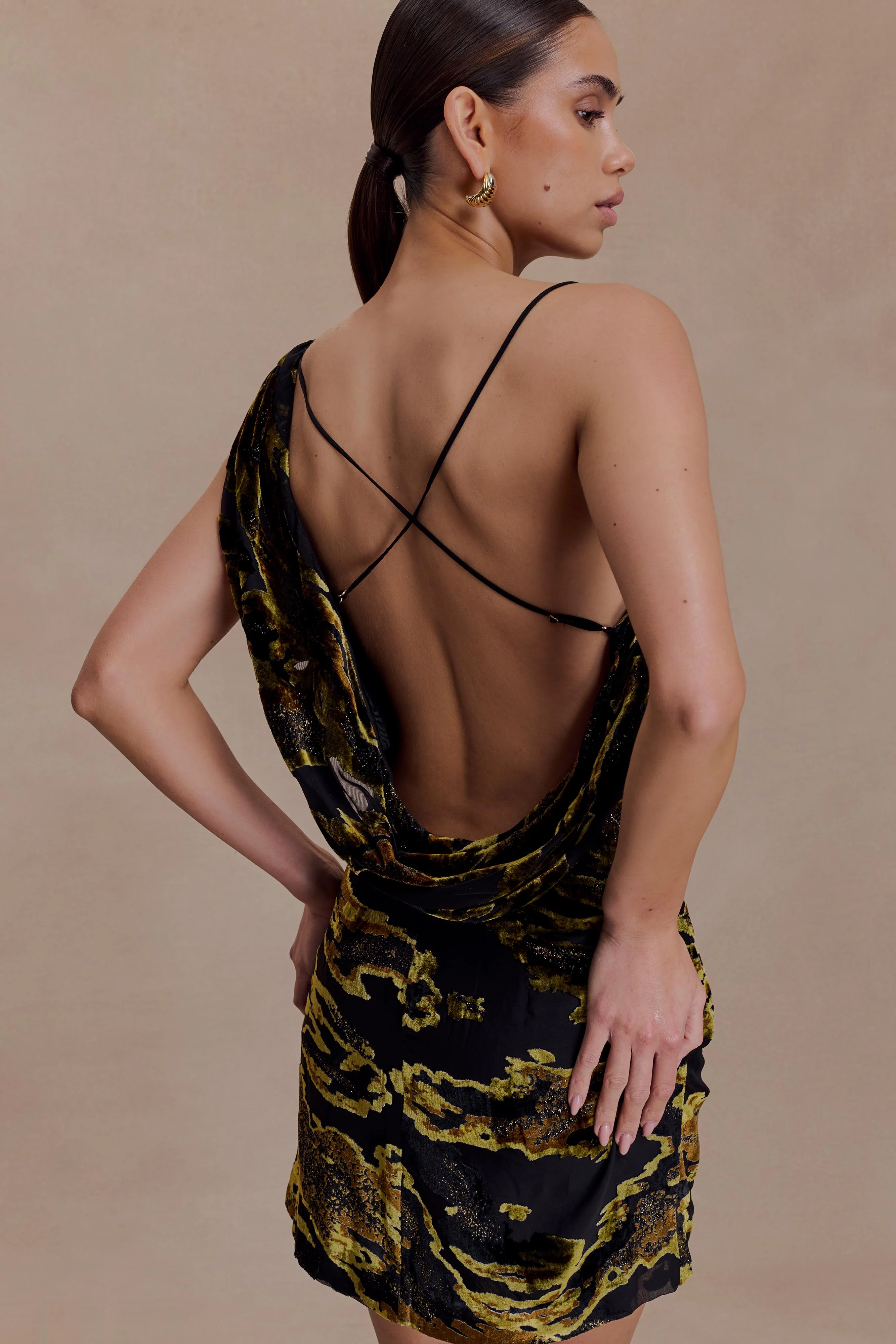 Ayana Cross Back Mini Dress - Velvet Burnout - Image 3