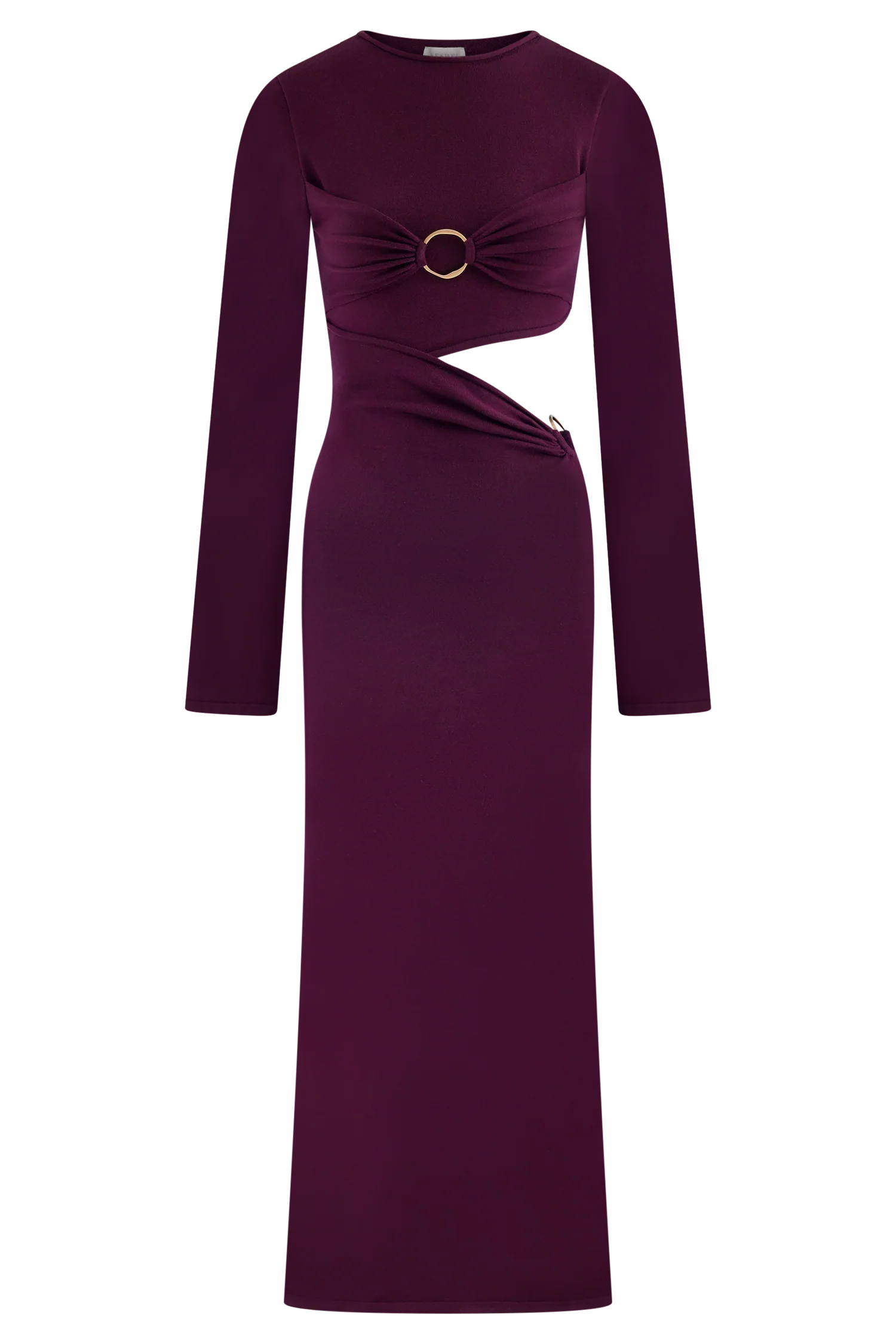 Azariah Long Sleeve Knit Midi Dress - Plum - Image 7