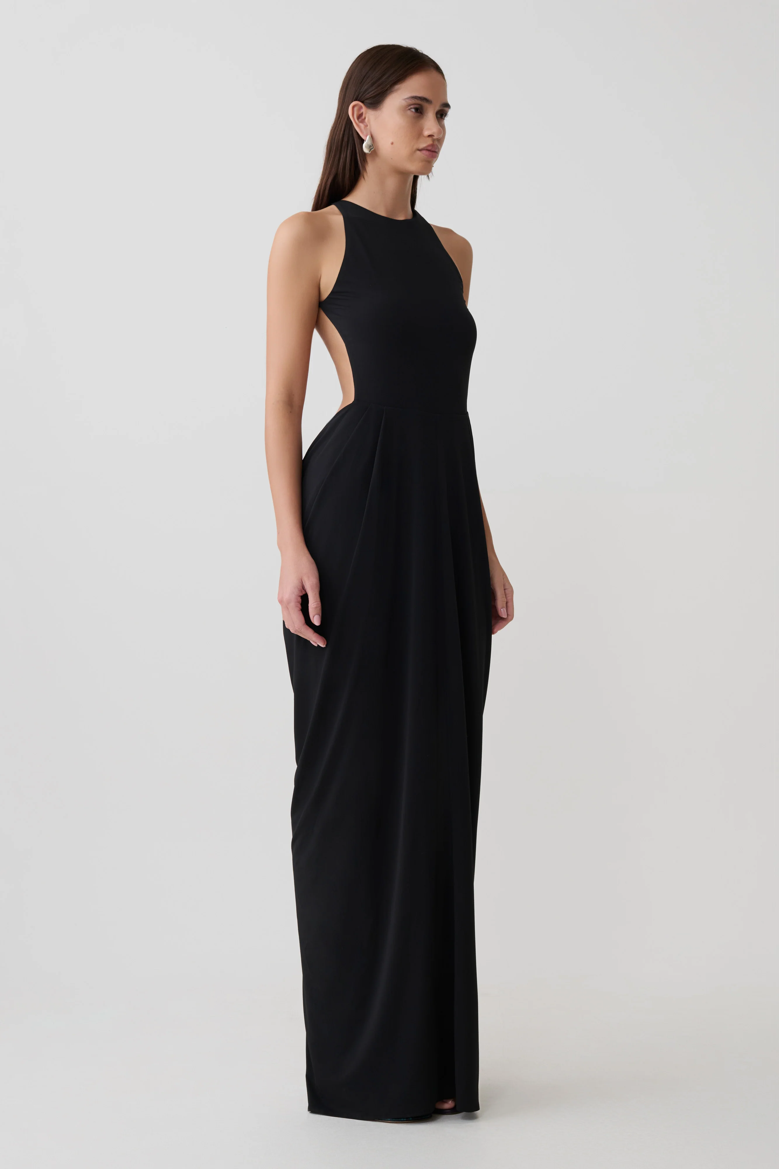 Bahari Low Back Halter Maxi Dress - Black - Image 2