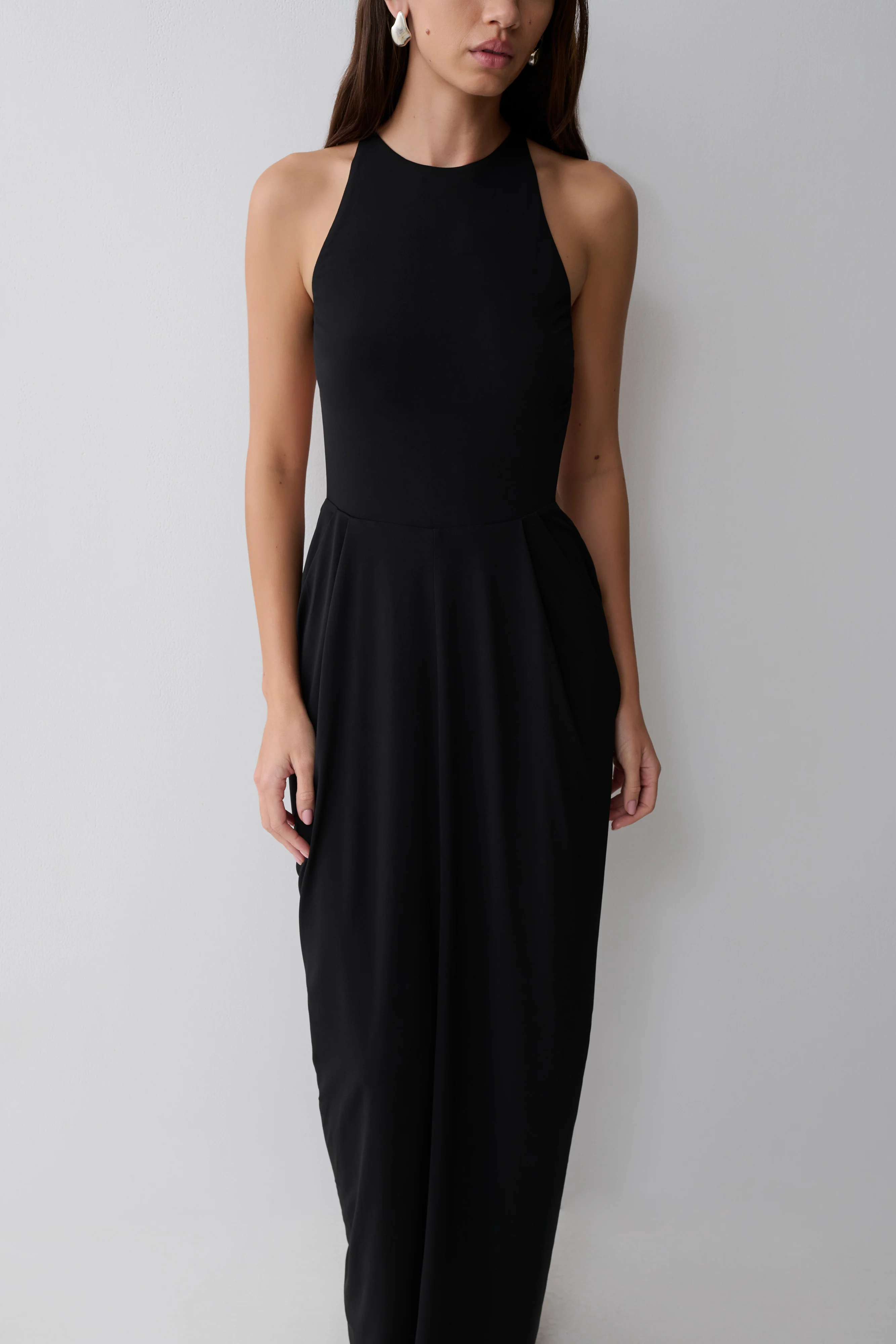 Bahari Low Back Halter Maxi Dress - Black - Image 5