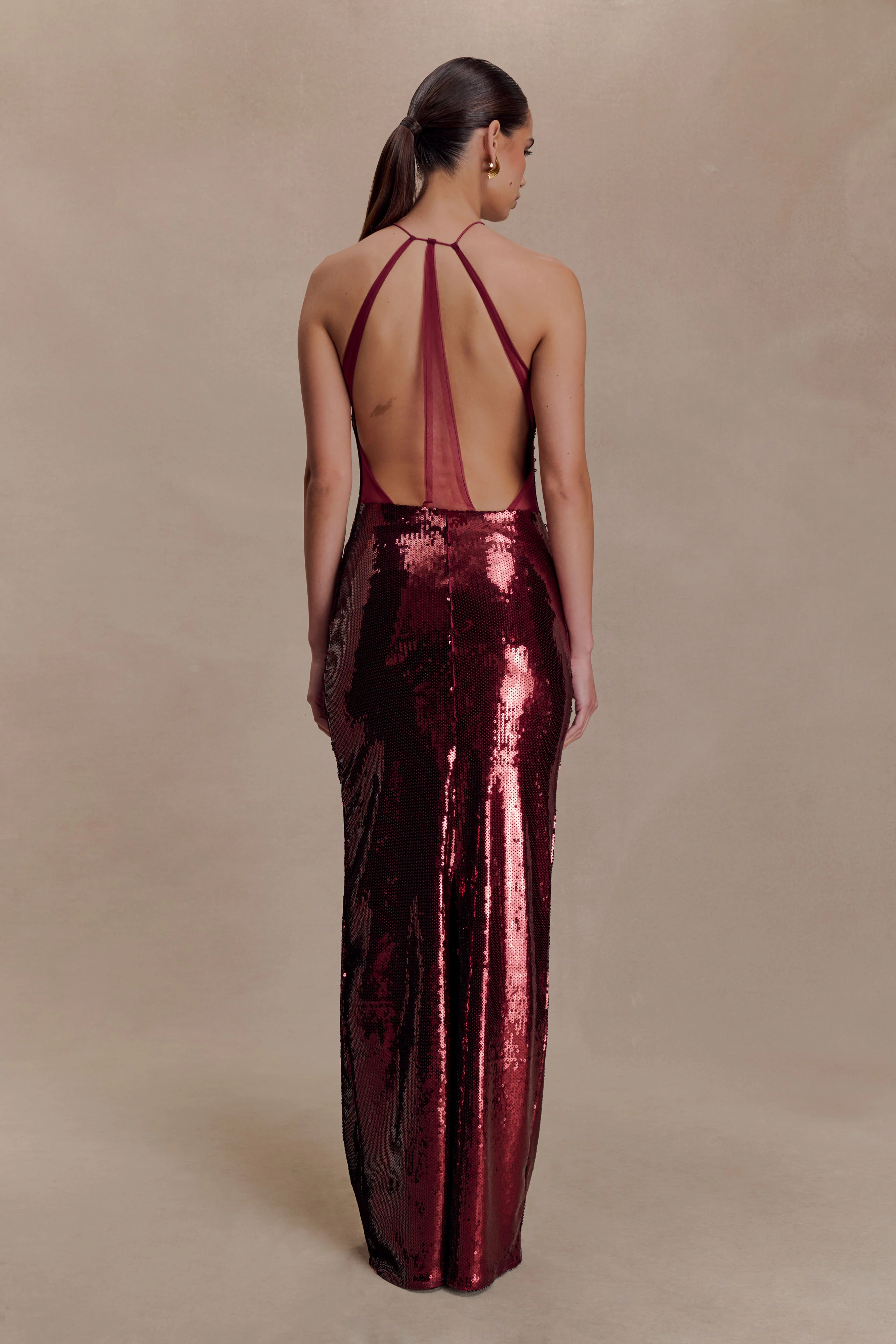 Baldwin Sequin Cut Out Maxi Dress - Mahogany - Image 4