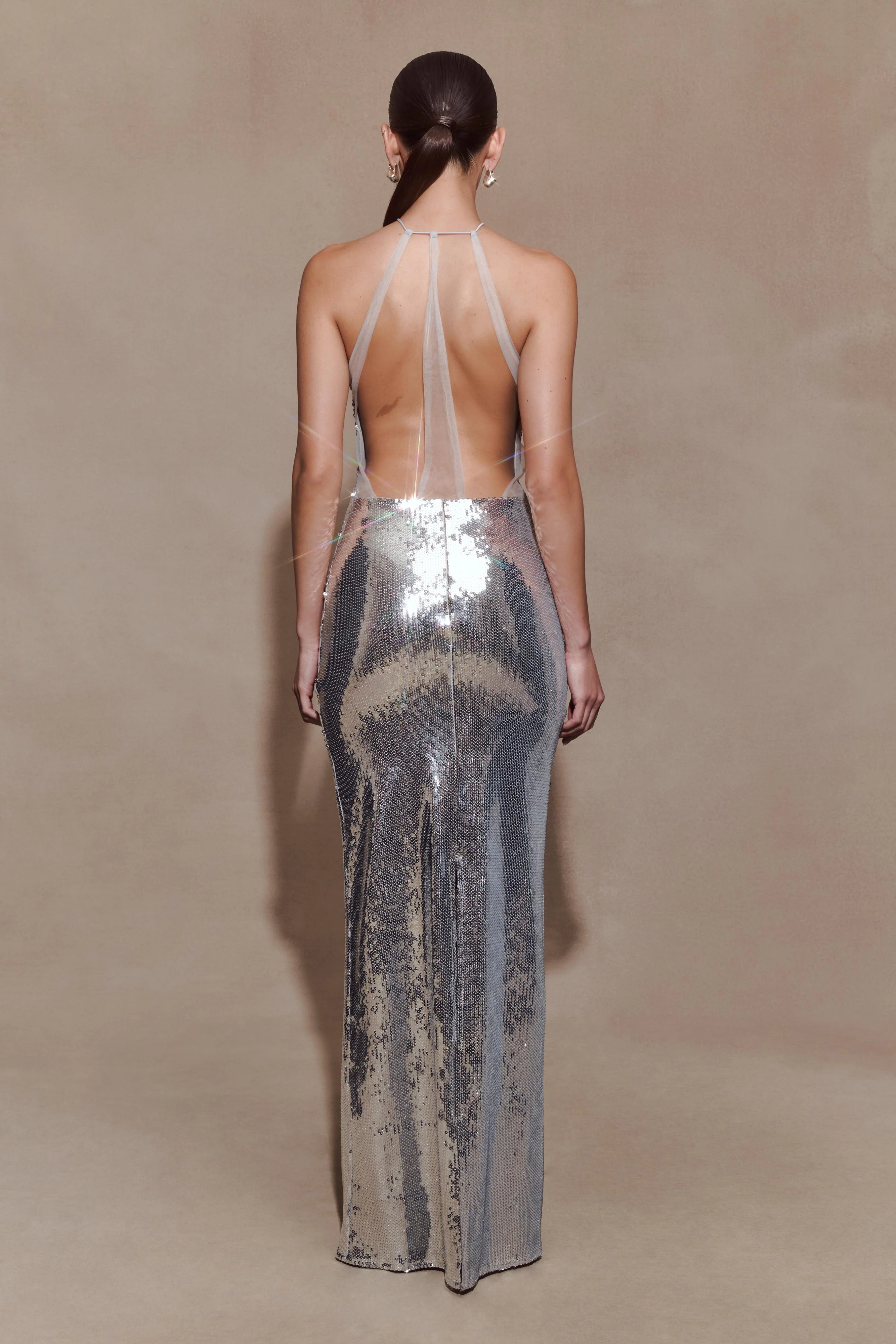 Baldwin Sequin Cut Out Maxi Dress - Silver - Image 3
