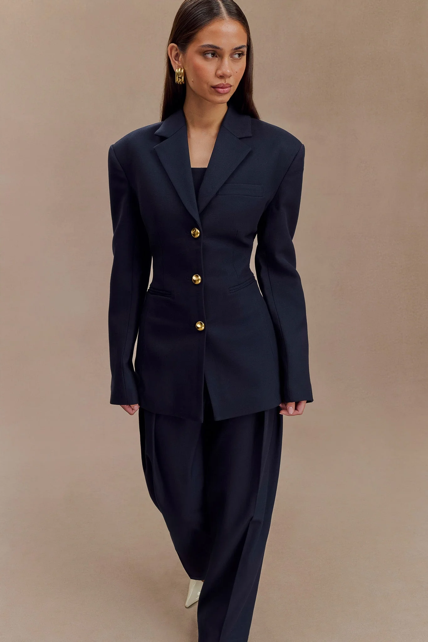 Bellamy Cinched Blazer - Dark Navy - Image 5