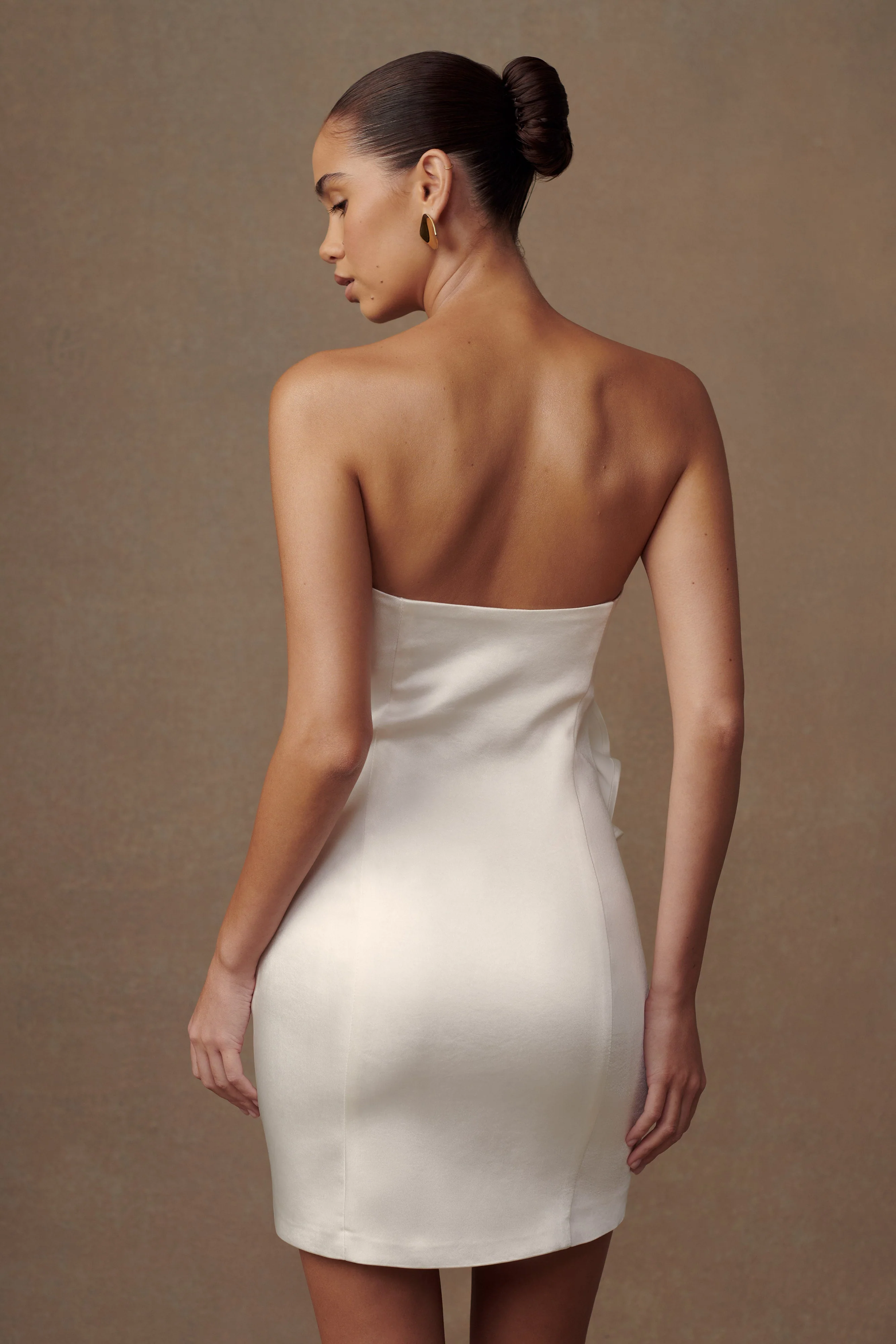 Bernadette Strapless Rose Mini Dress - White - Image 2