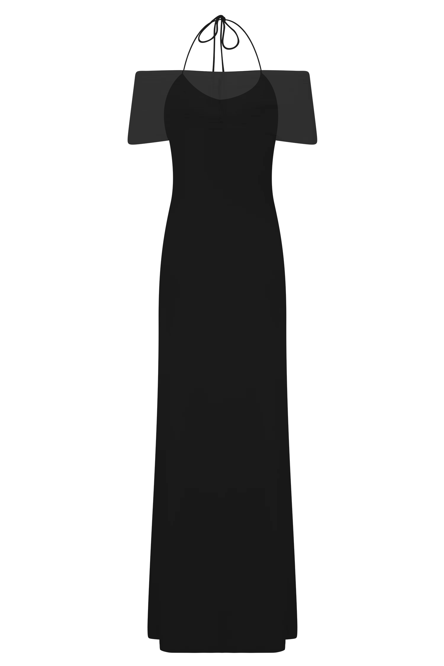 Bernadina Mesh And Slinky Halter Maxi Dress - Black - Image 6