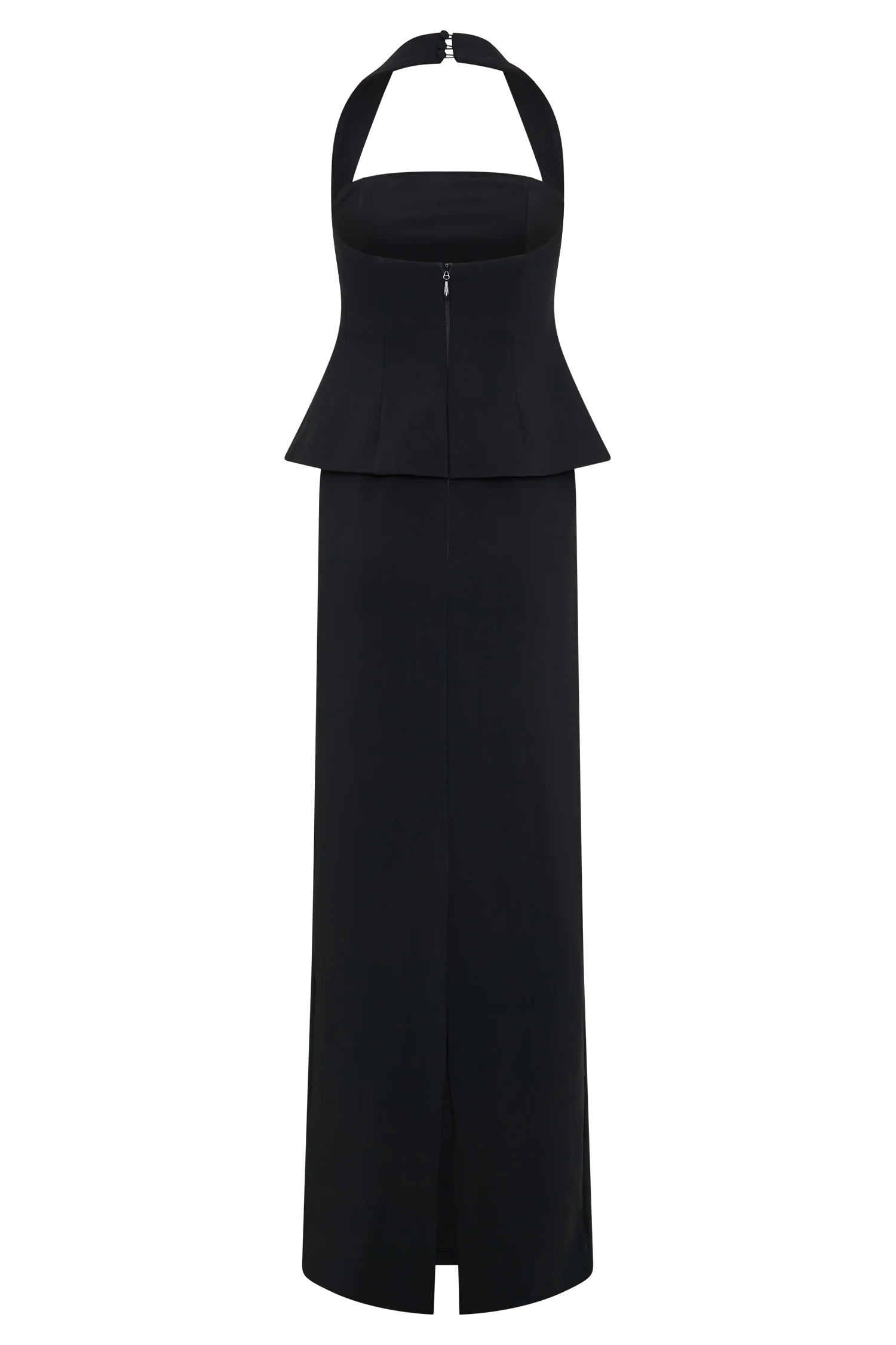 Bertie Peplum Halter Maxi Dress - Black - Image 5