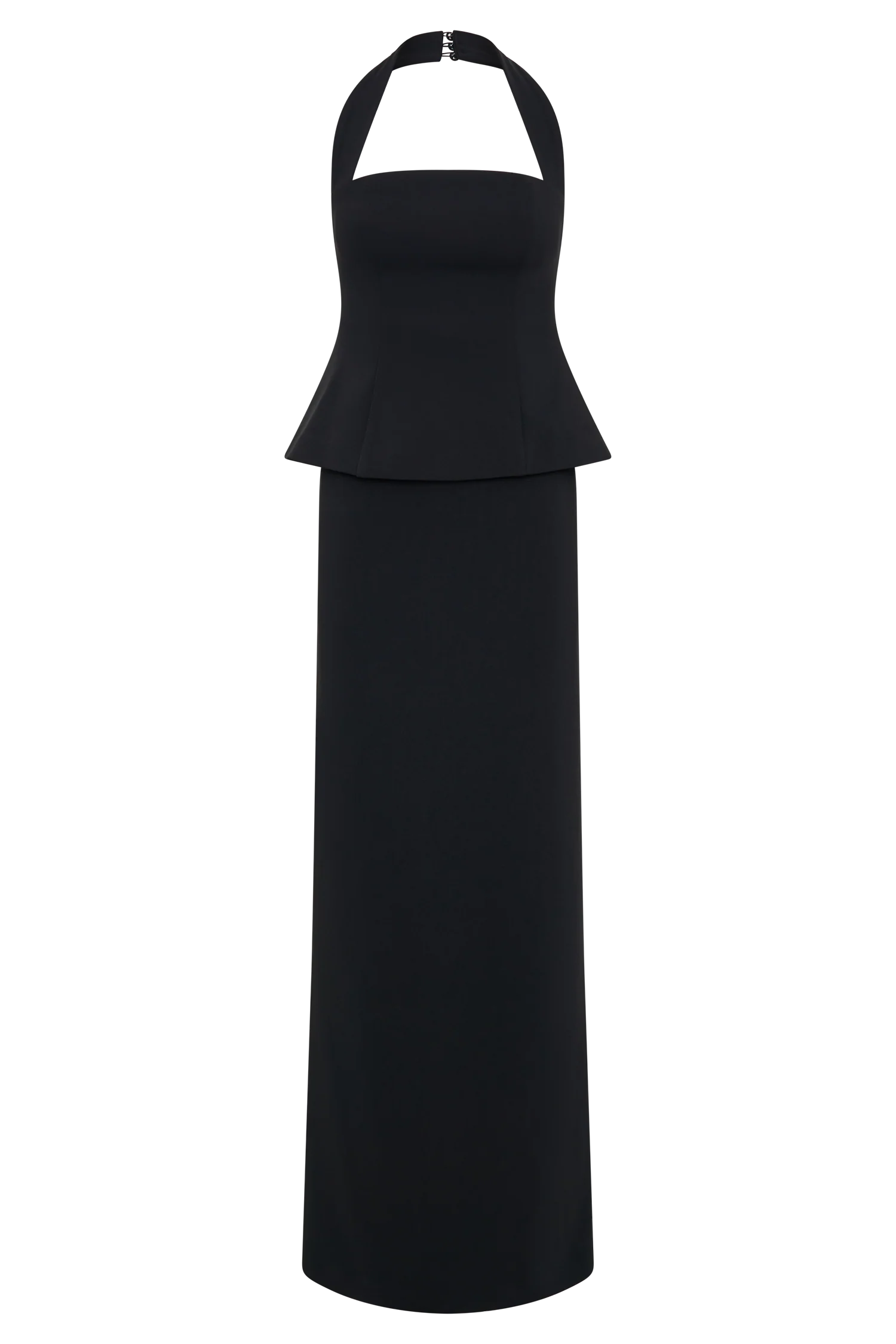 Bertie Peplum Halter Maxi Dress - Black - Image 6
