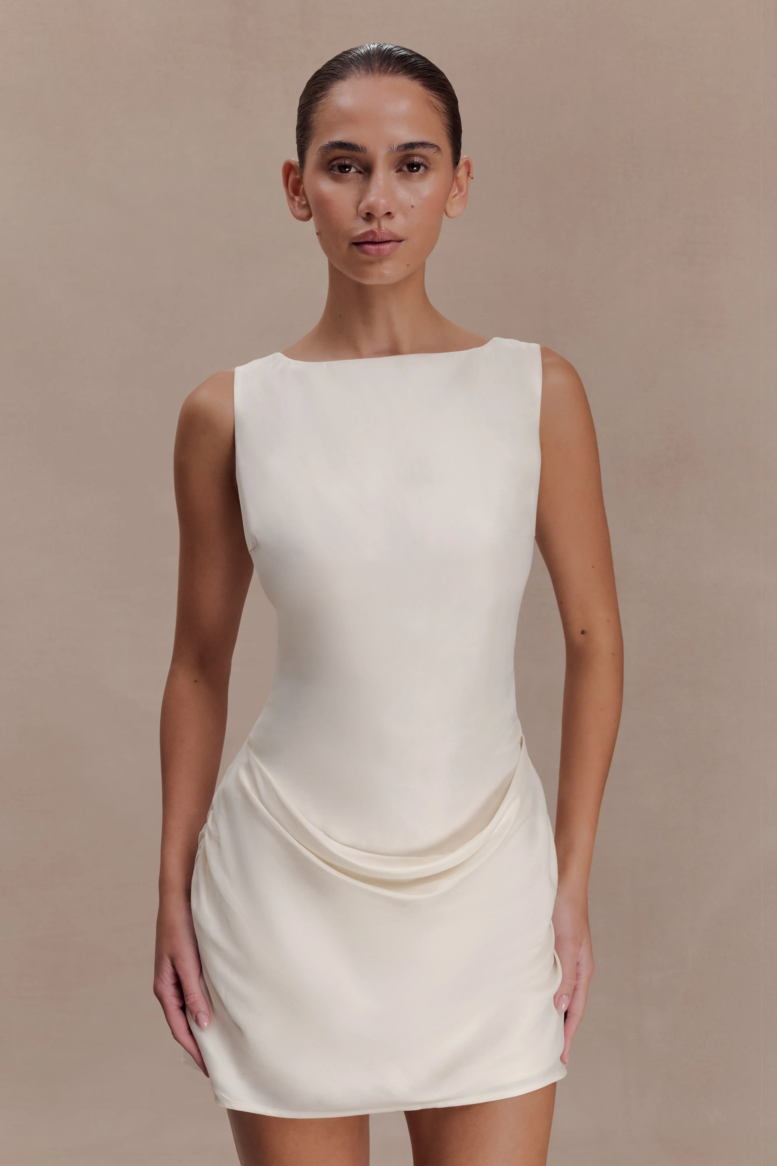 Bexley Draped Mini Dress - Ivory - Image 6