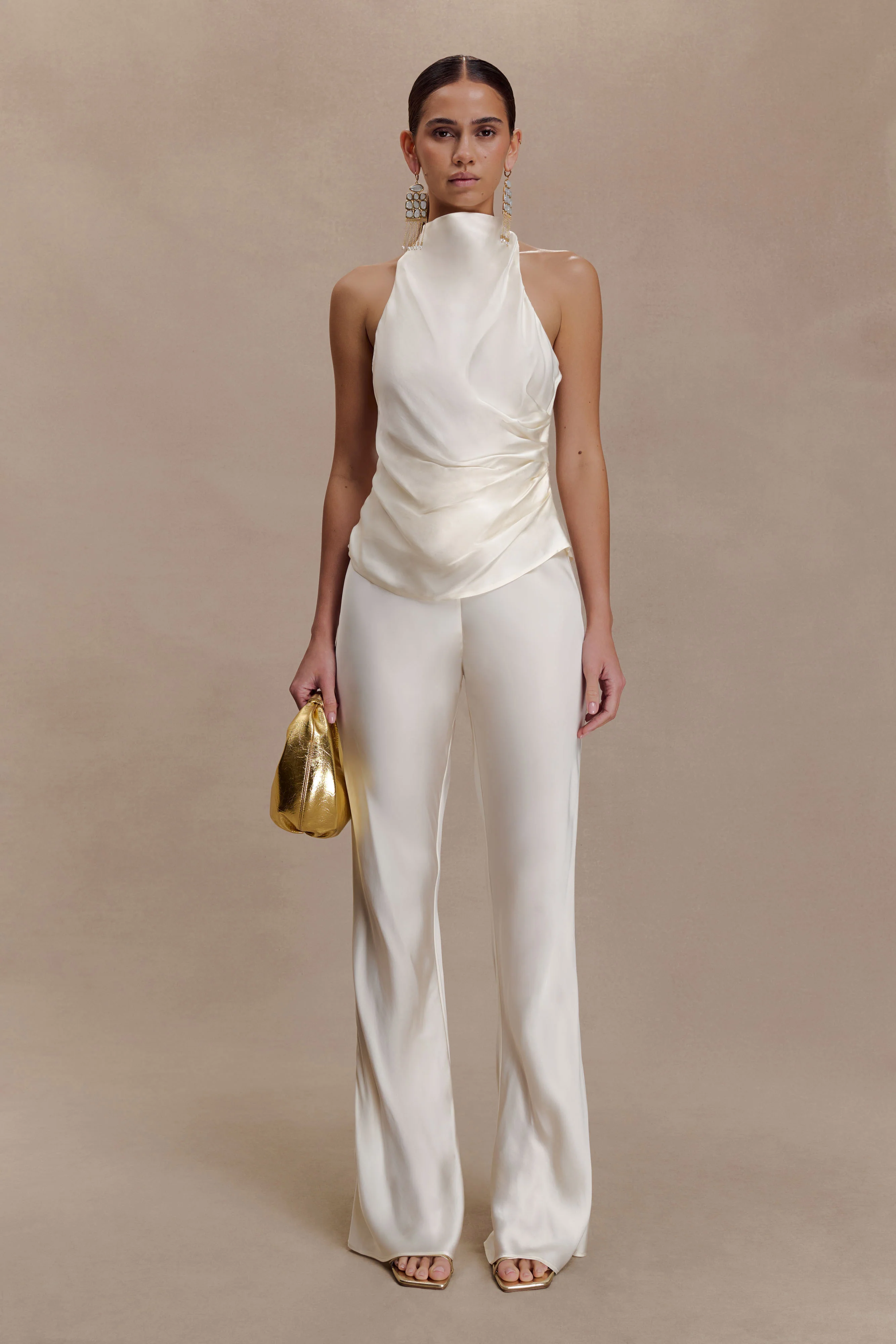Bianca Satin Halter Top - Ivory - Image 7