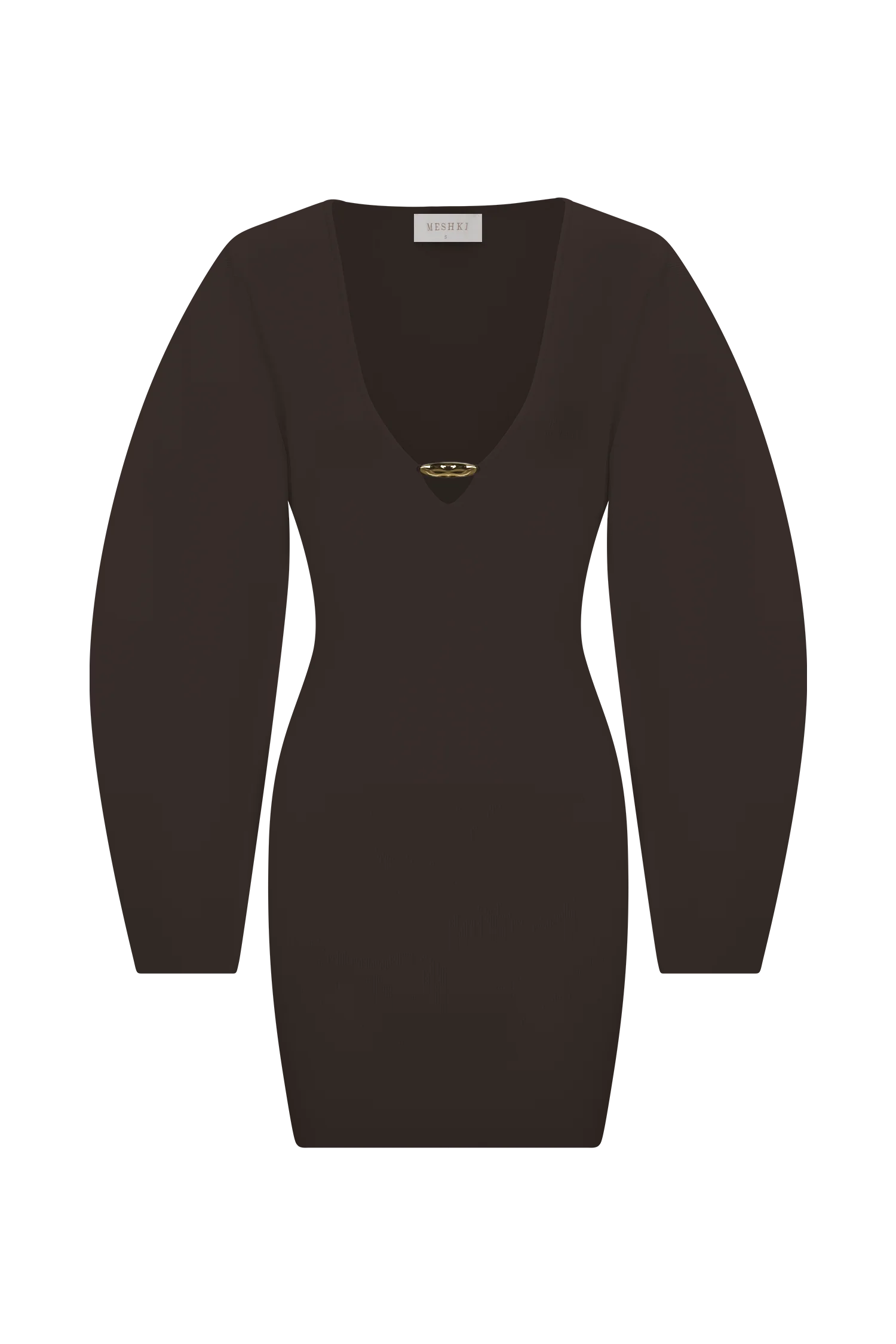 Billy Balloon Sleeve Knit Mini Dress - Dark Chocolate - Image 9