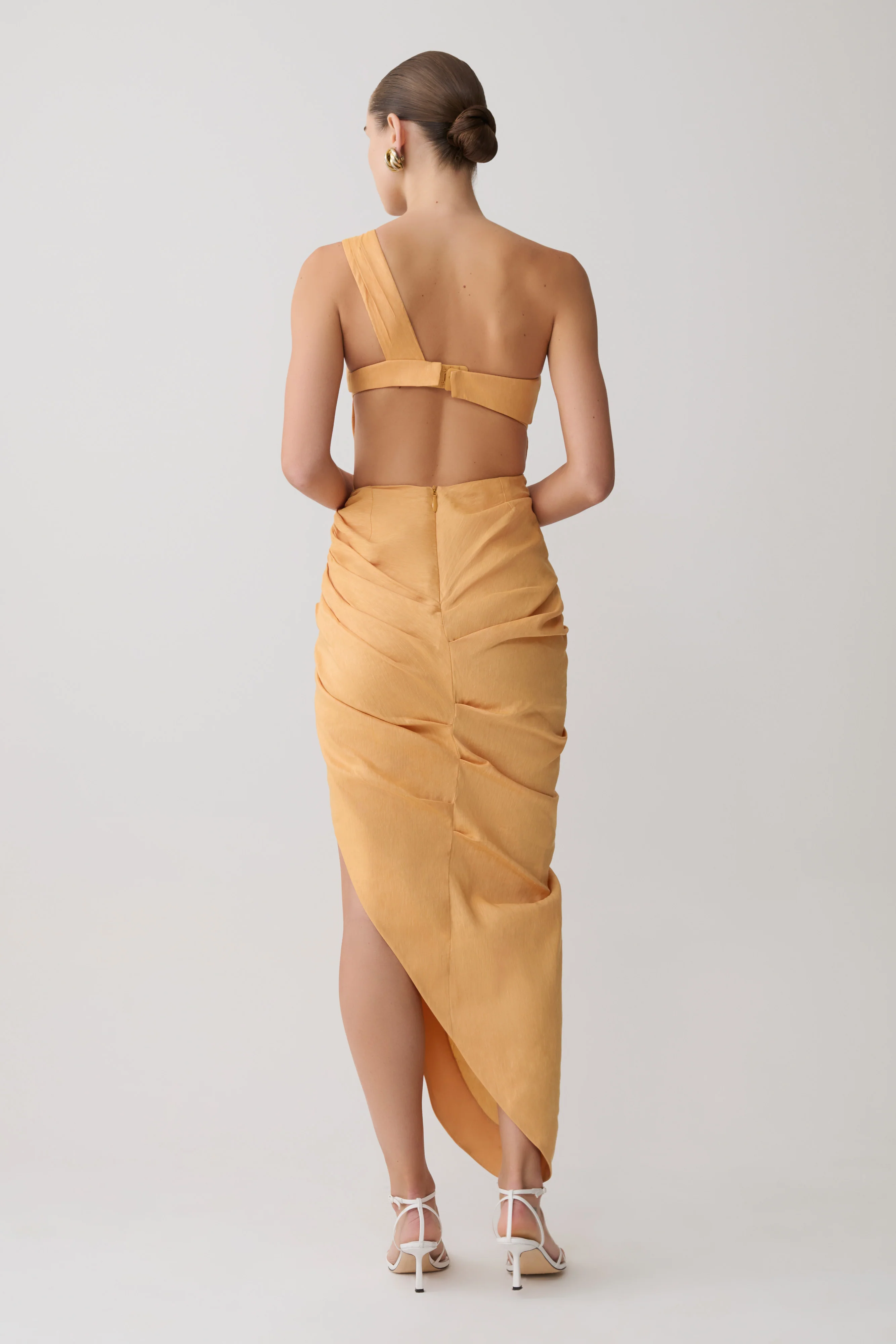 Birgit Linen Midi Dress With Hardware - Deep Peach - Image 3