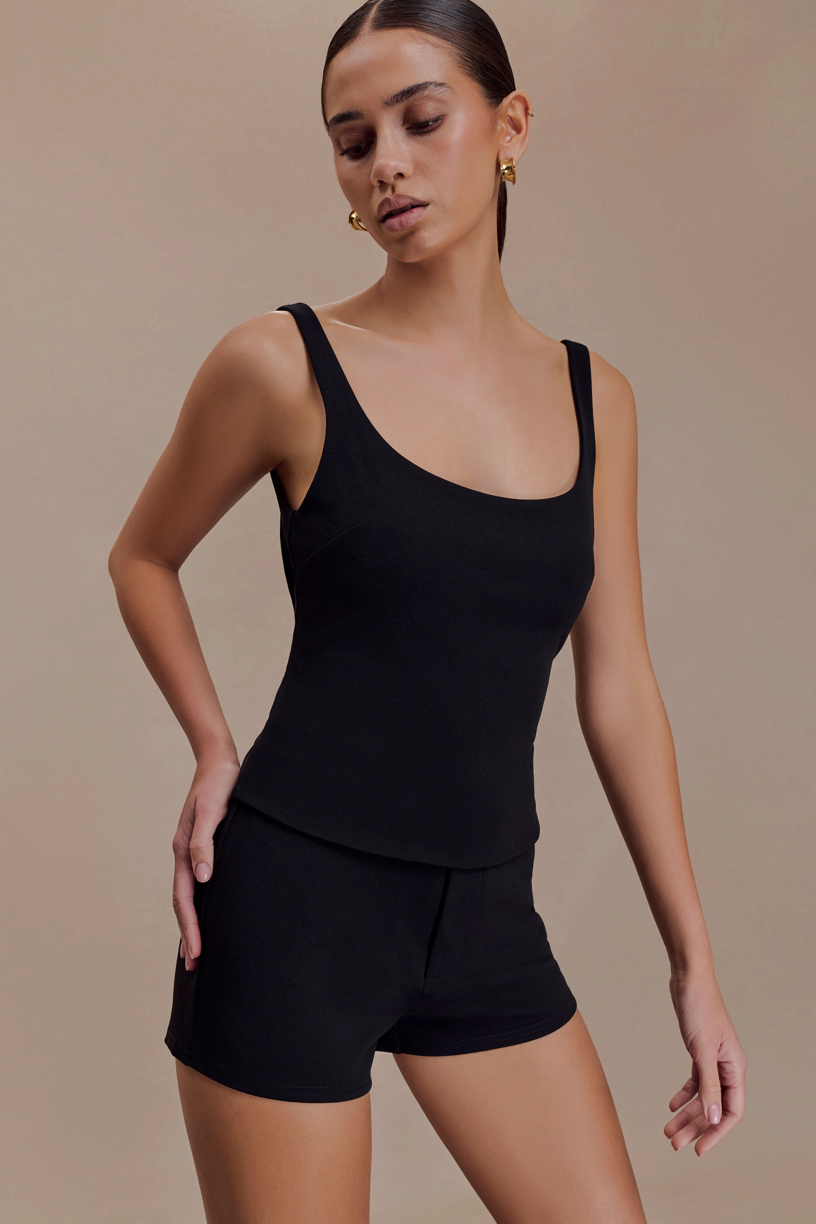 Blanca Stretch Crepe Cami Top - Black - Image 3