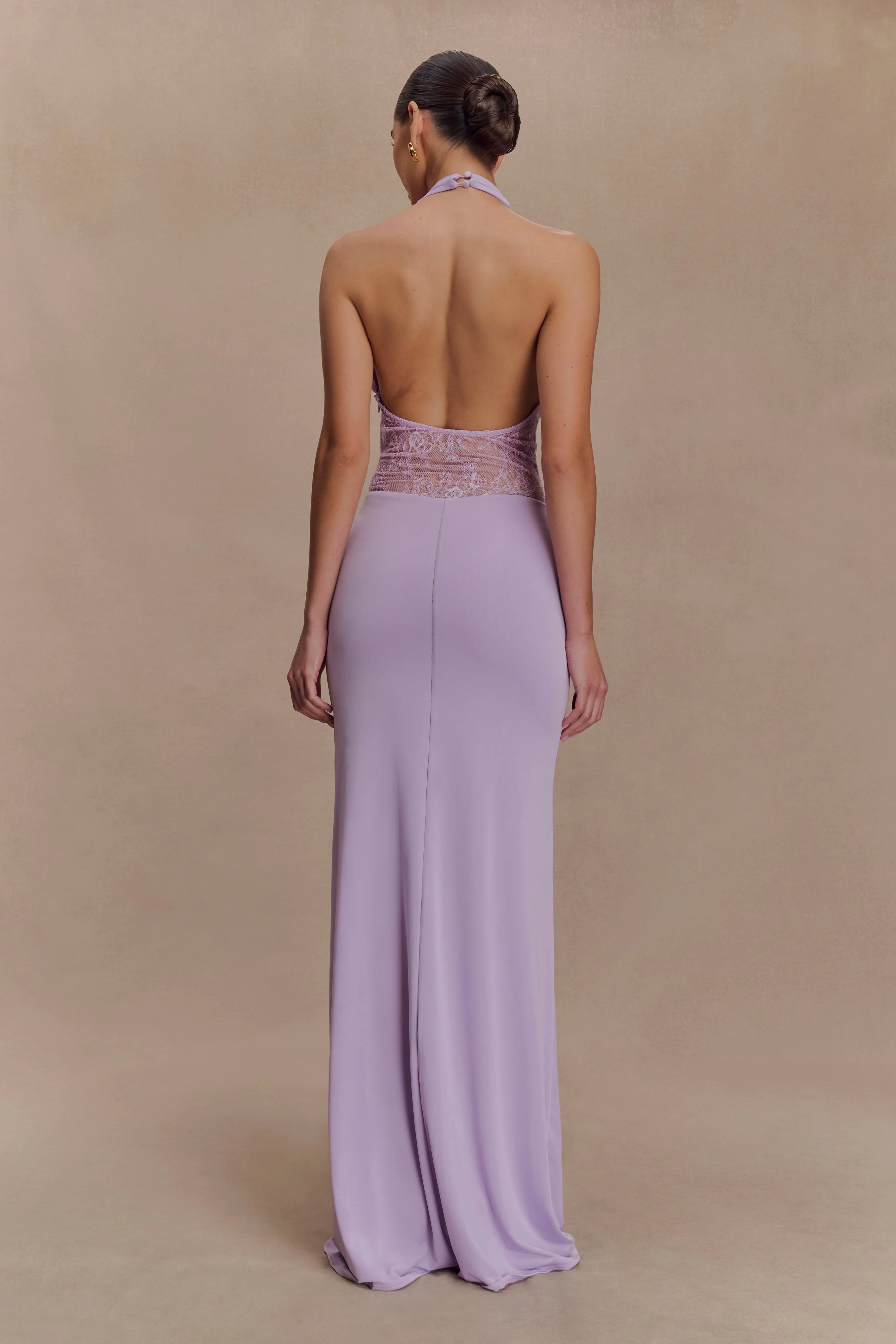 Bonnie Slinky And Lace Maxi Dress - Lilac - Image 4