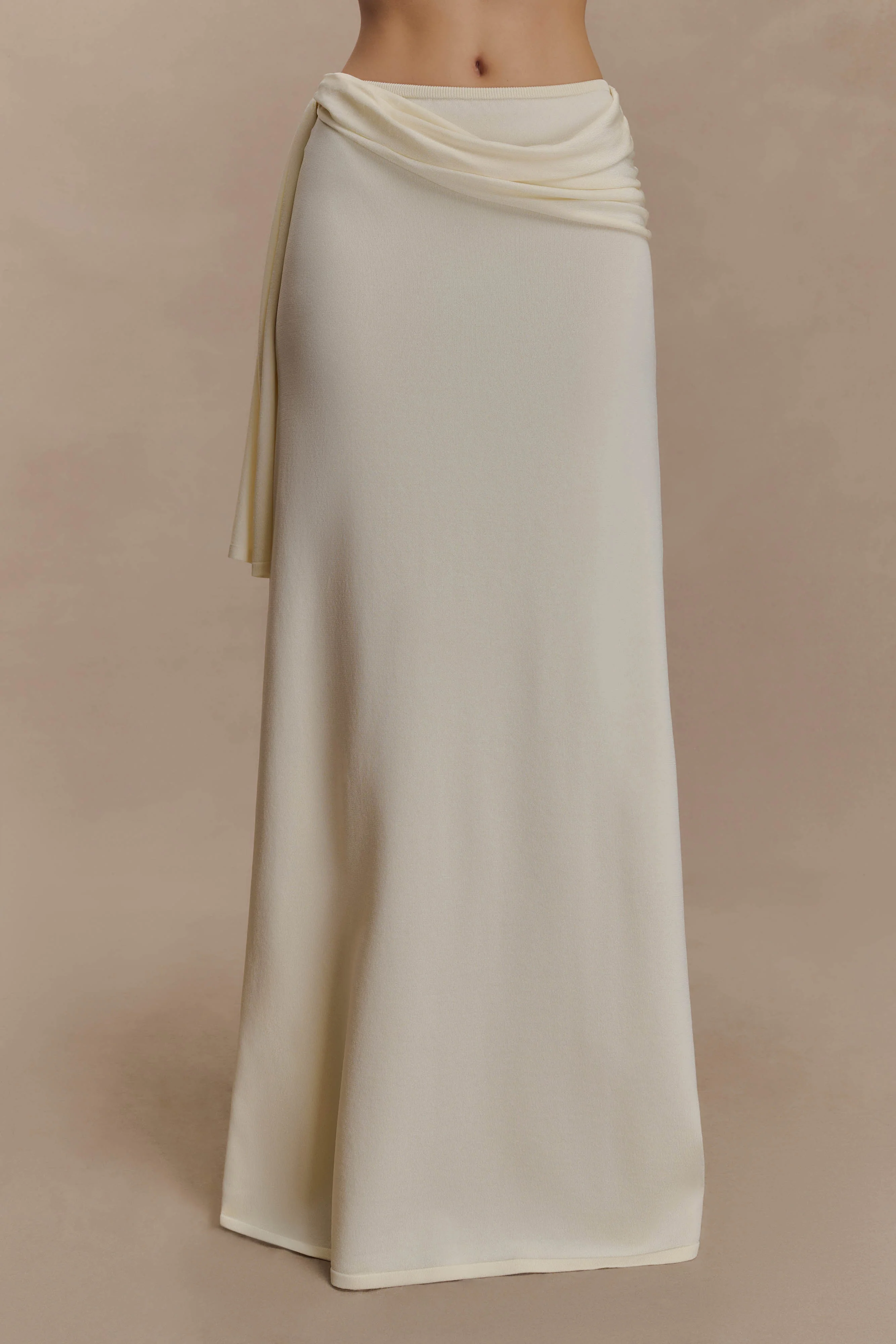 Bowie Low Rise Knit Maxi Skirt - Ivory - Image 3