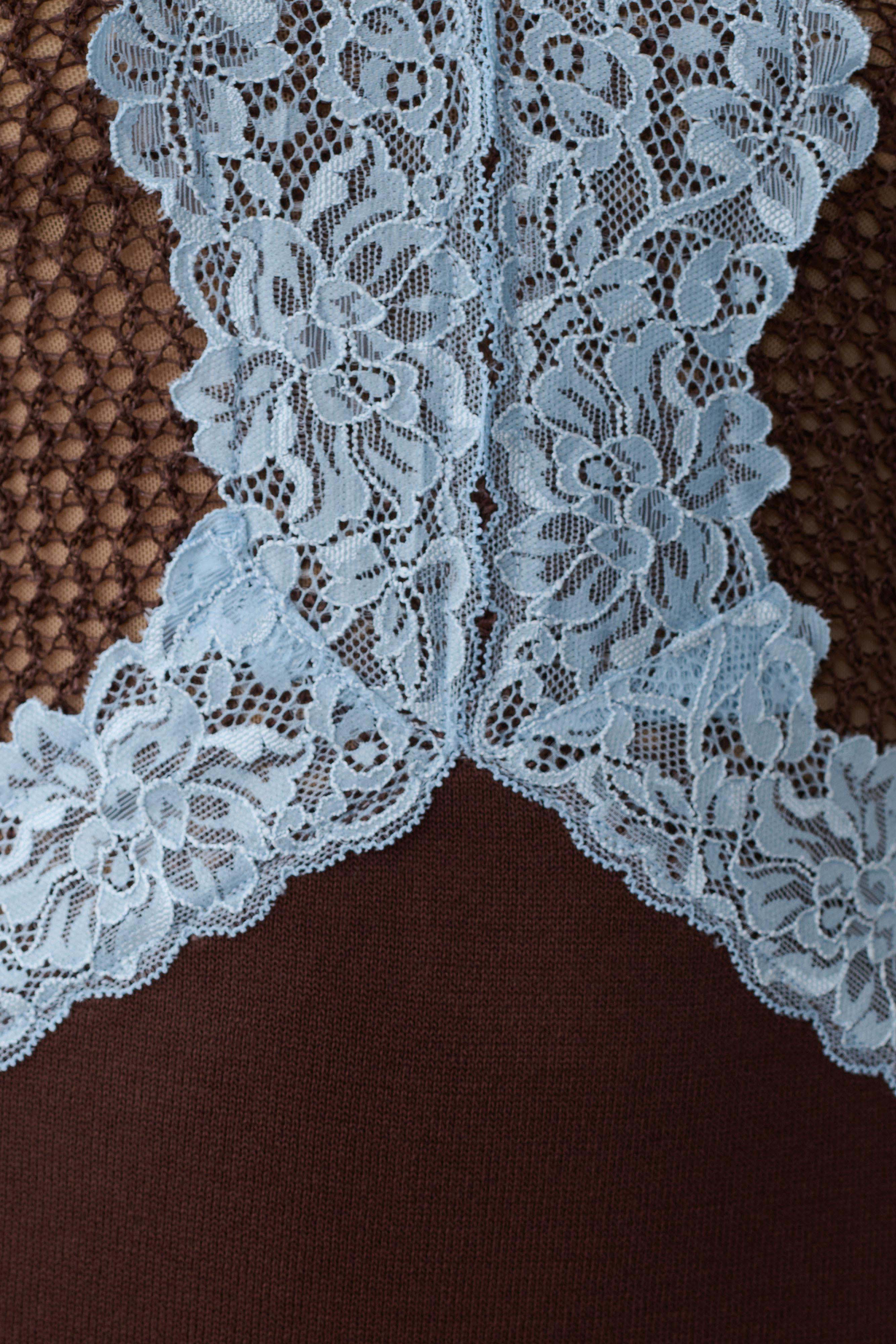Bray Knit & Lace Maxi Dress - Chocolate/Blue - Image 7
