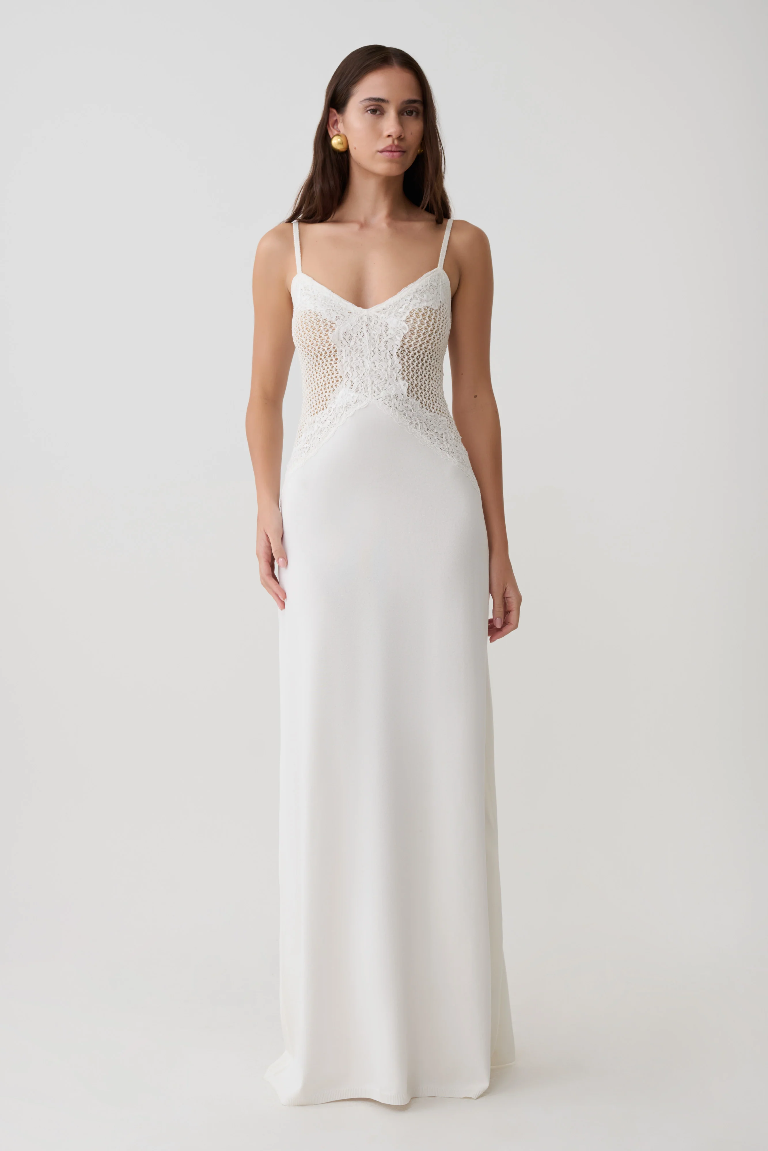 Bray Knit & Lace Maxi Dress - Ivory - Image 6