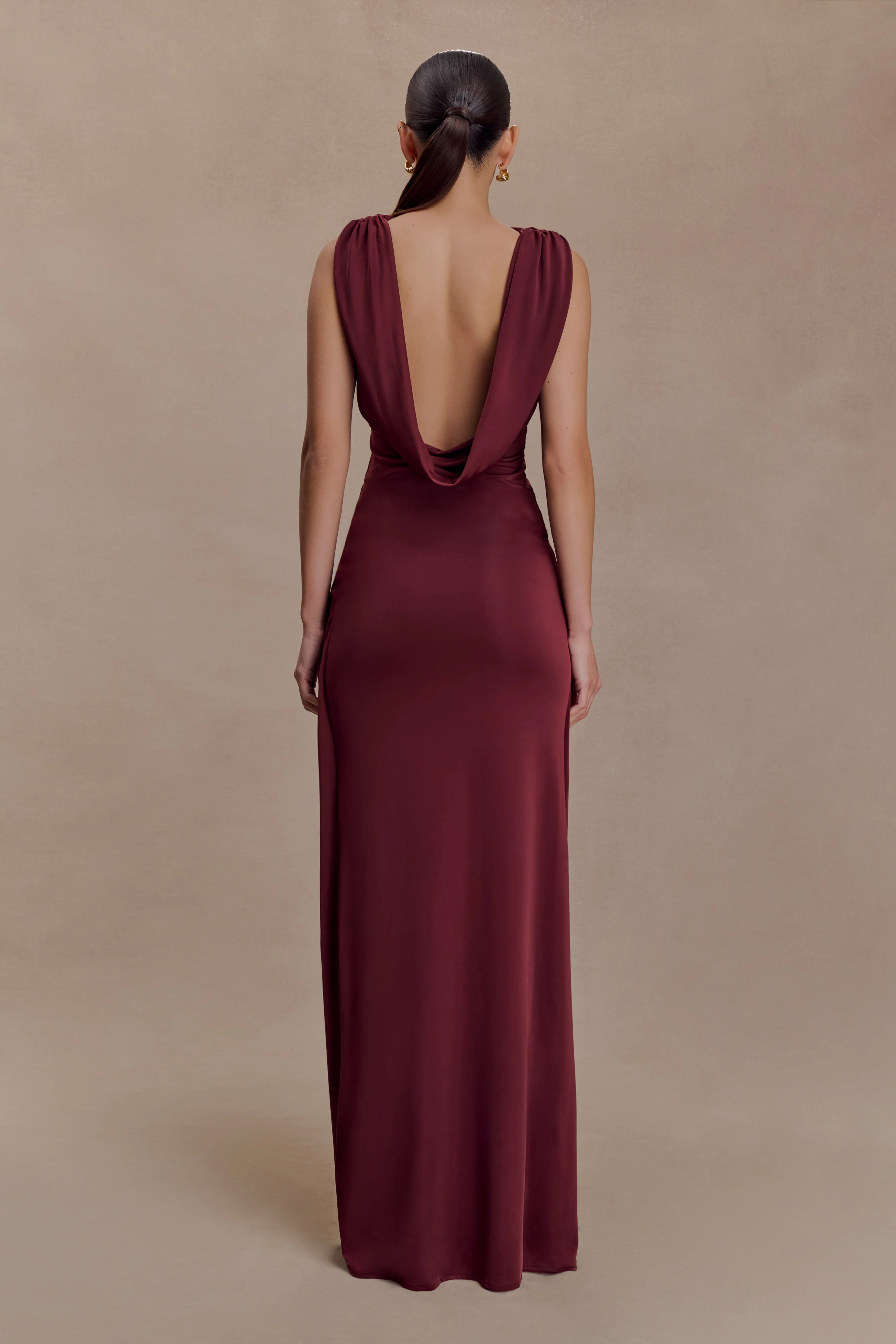 Bridget Slinky Maxi Skirt With Hardware - Burgundy - Image 2