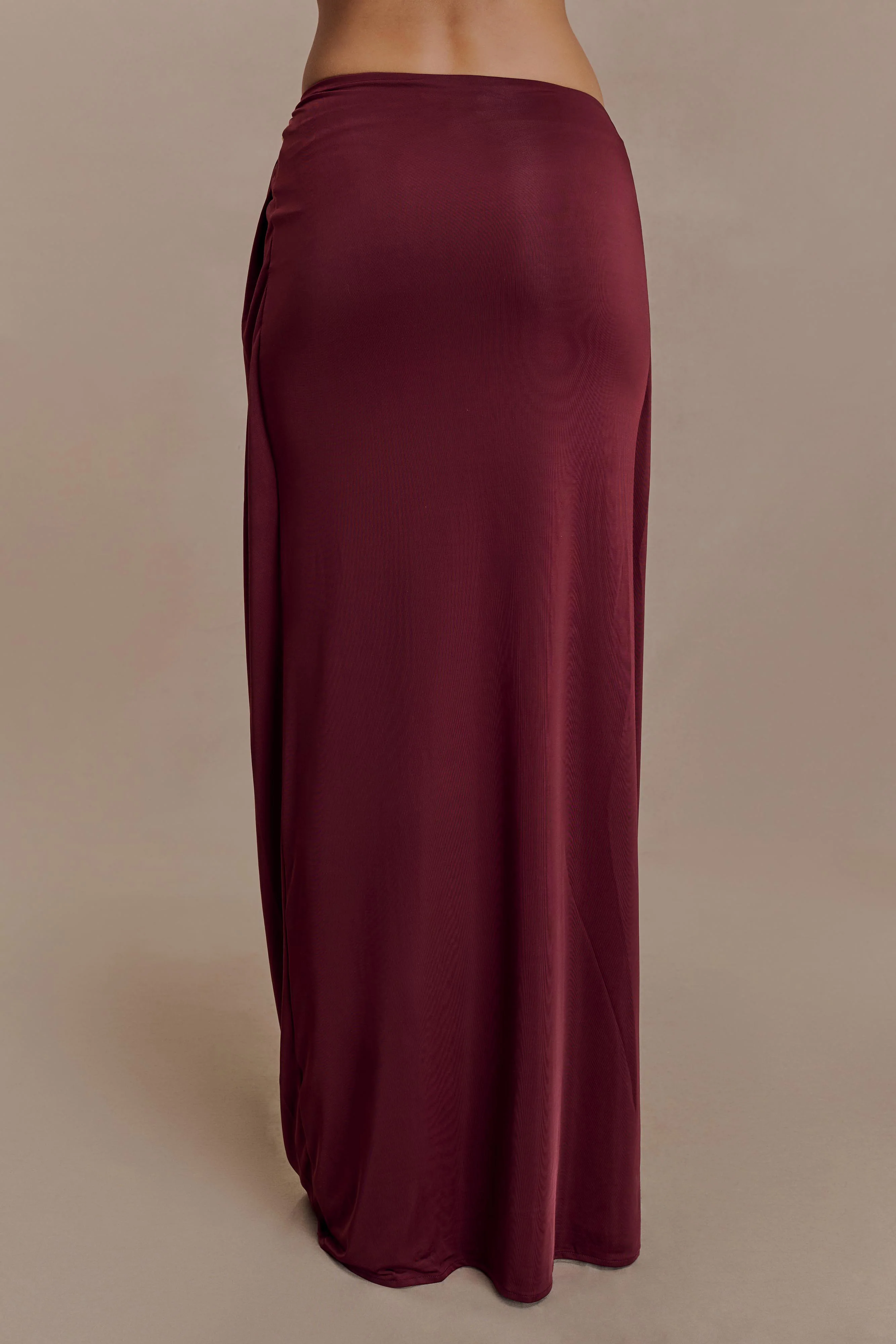 Bridget Slinky Maxi Skirt With Hardware - Burgundy - Image 5