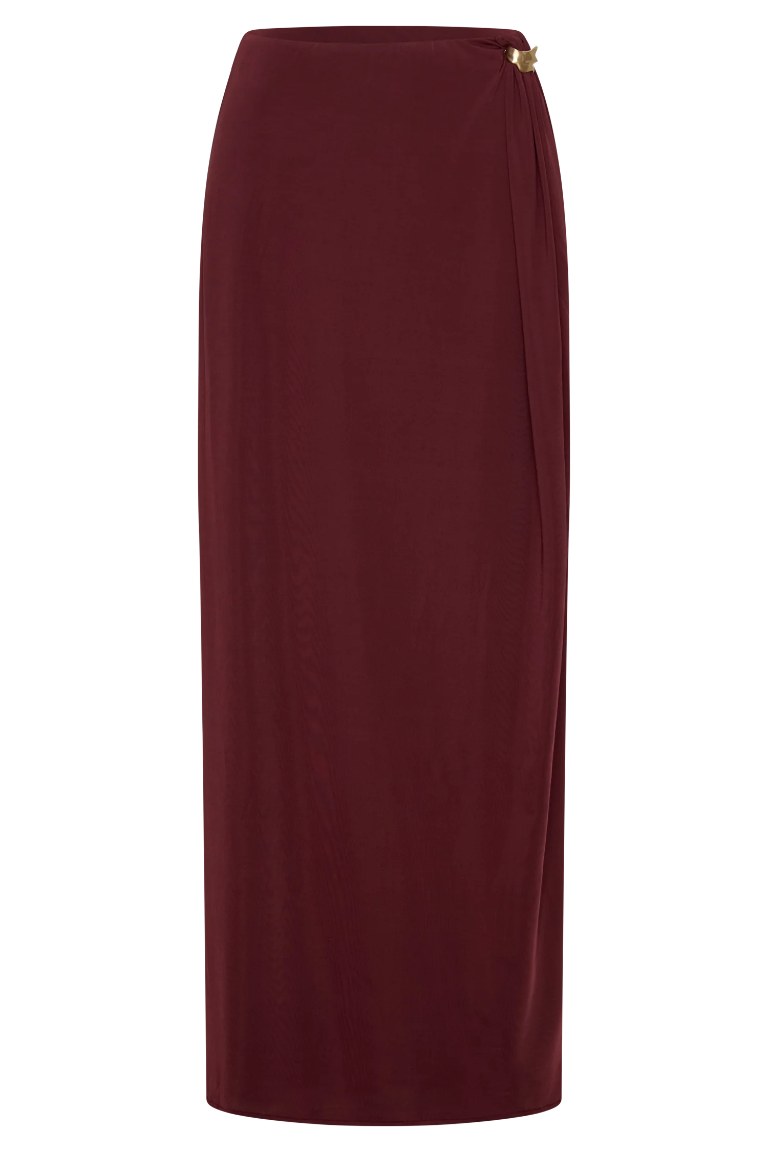 Bridget Slinky Maxi Skirt With Hardware - Burgundy - Image 9