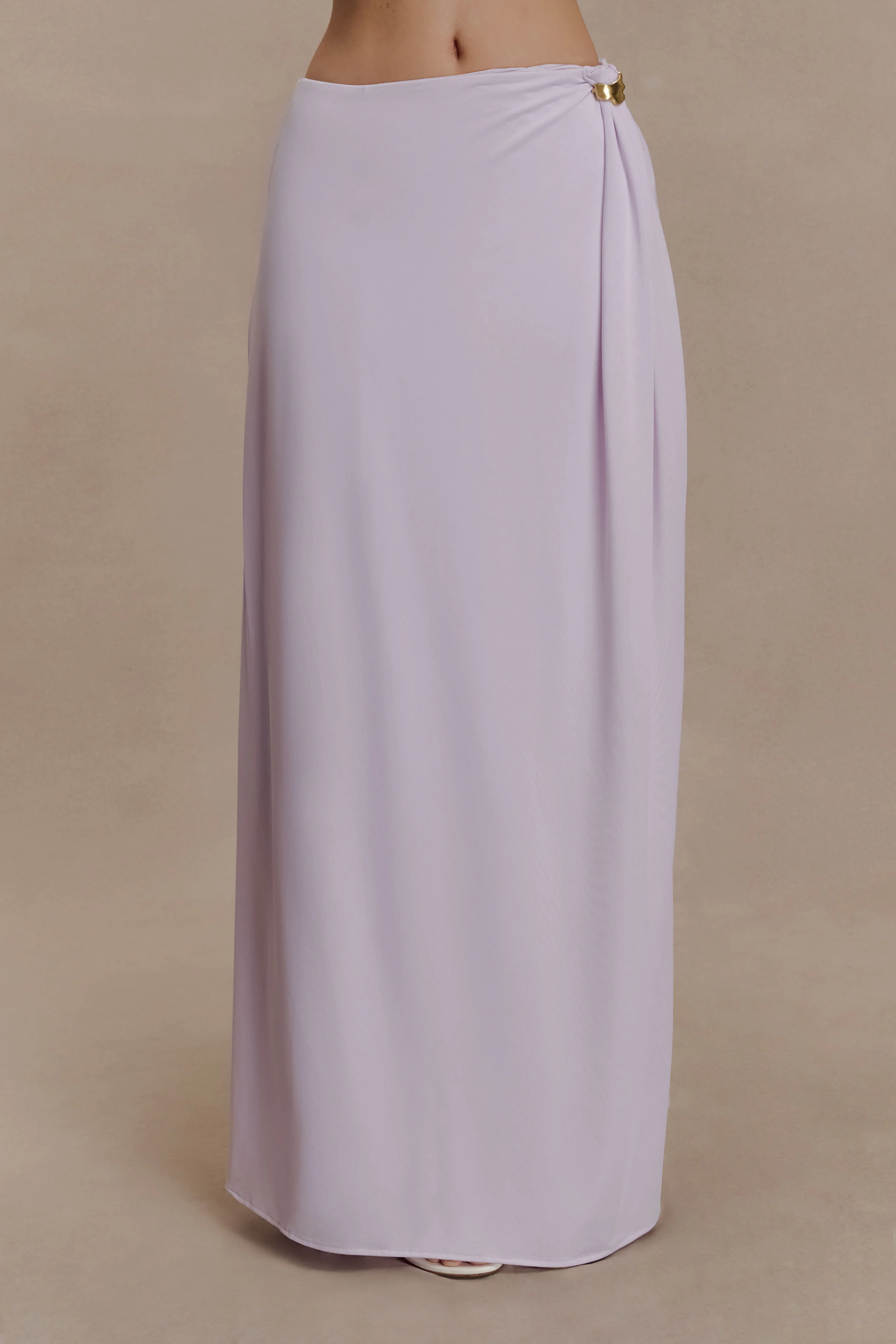 Bridget Slinky Maxi Skirt With Hardware - Dusty Lilac - Image 6