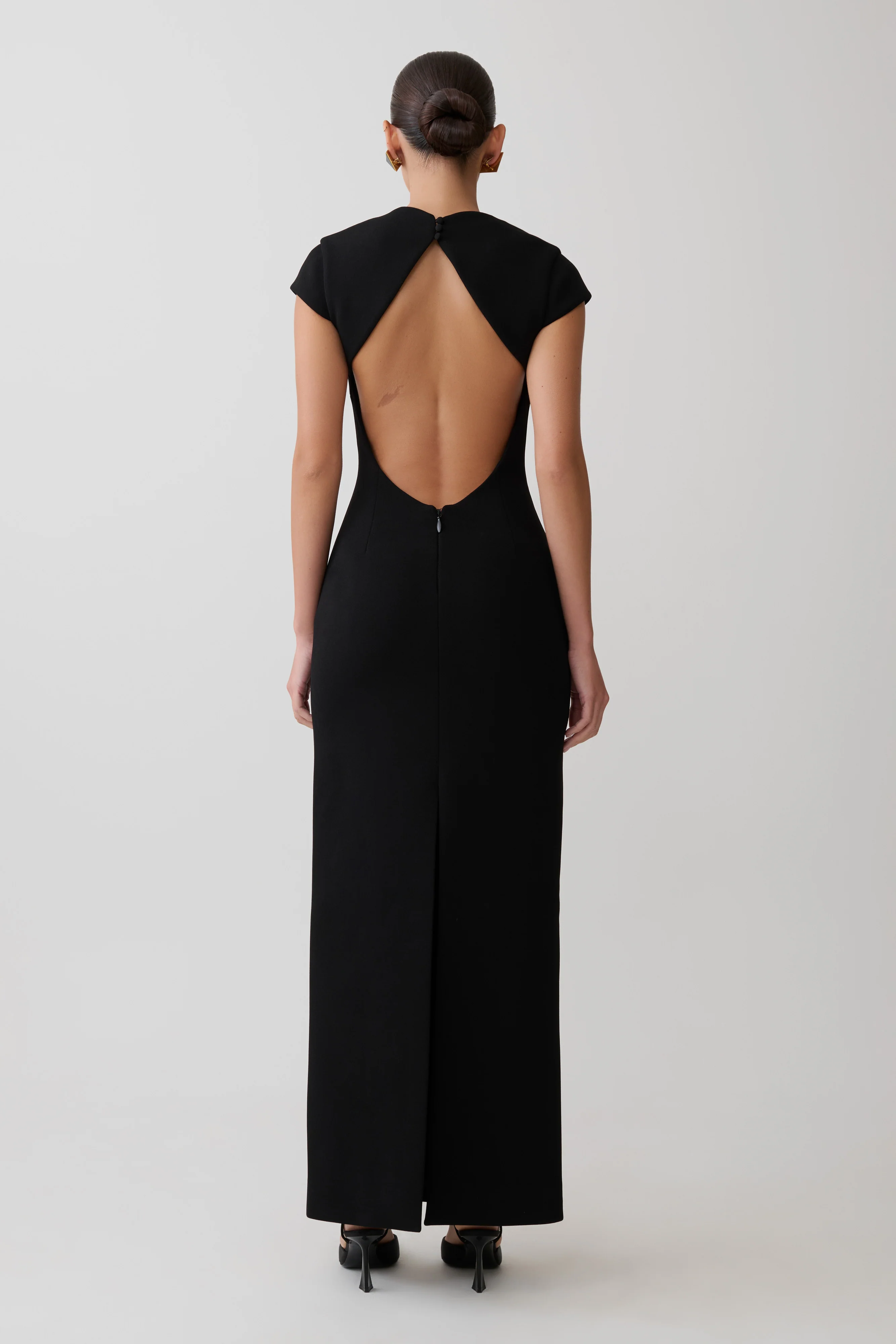 Briella V Neck Suiting Maxi Dress - Black - Image 5