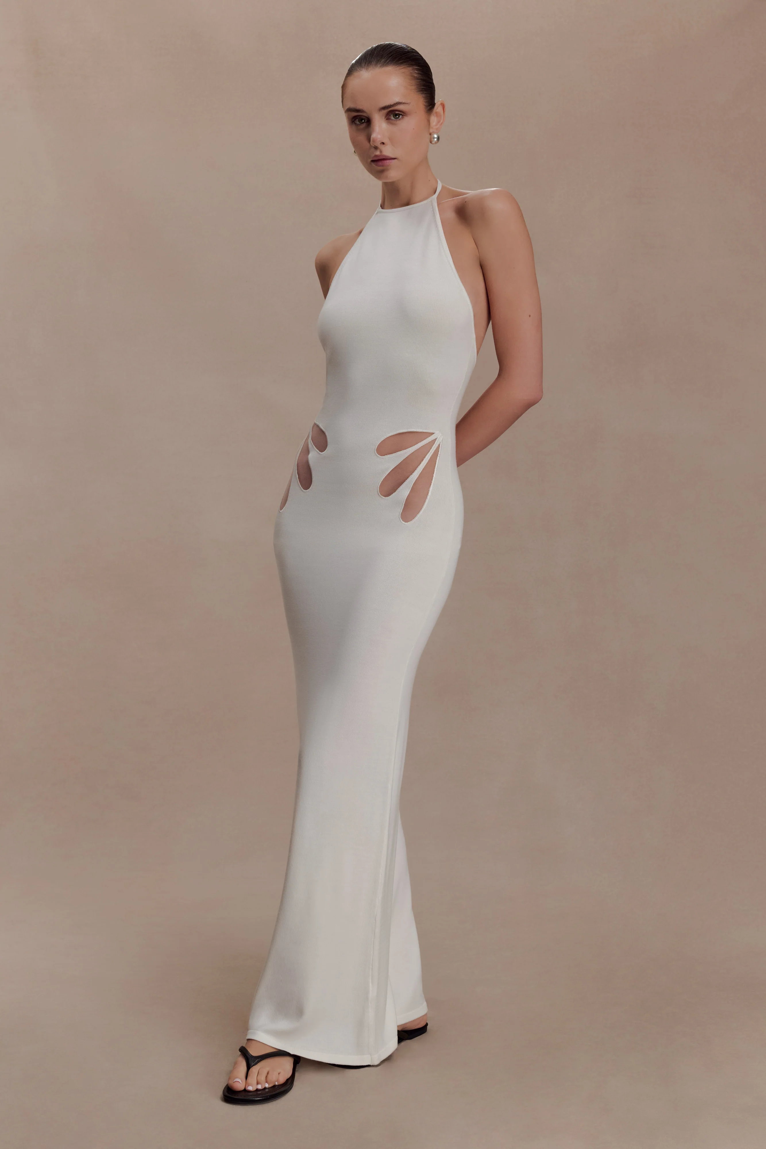 Brock Knit Halter Maxi Dress - White - Image 3