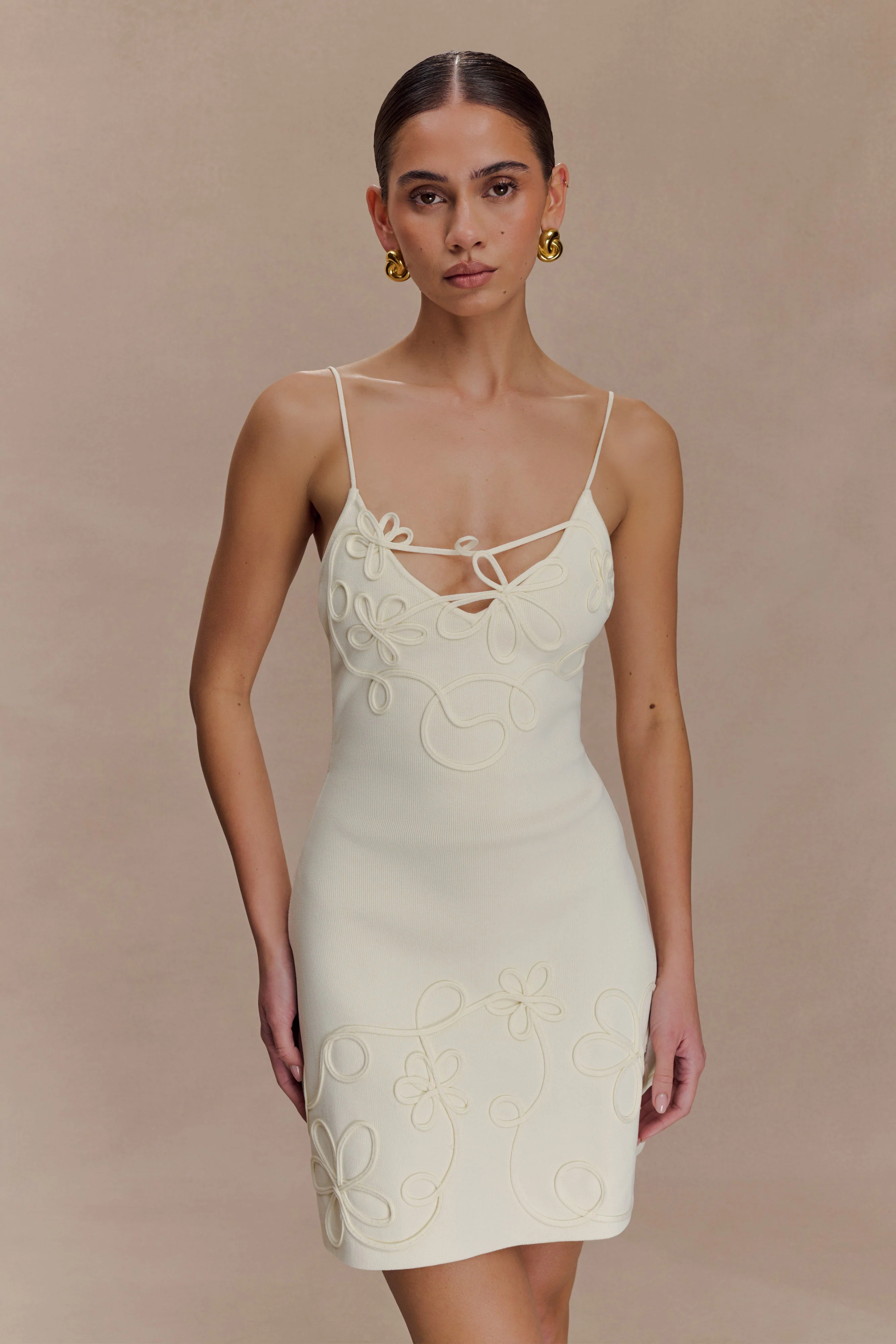 Brullo Embroidery Knit Mini Dress - Ivory - Image 6