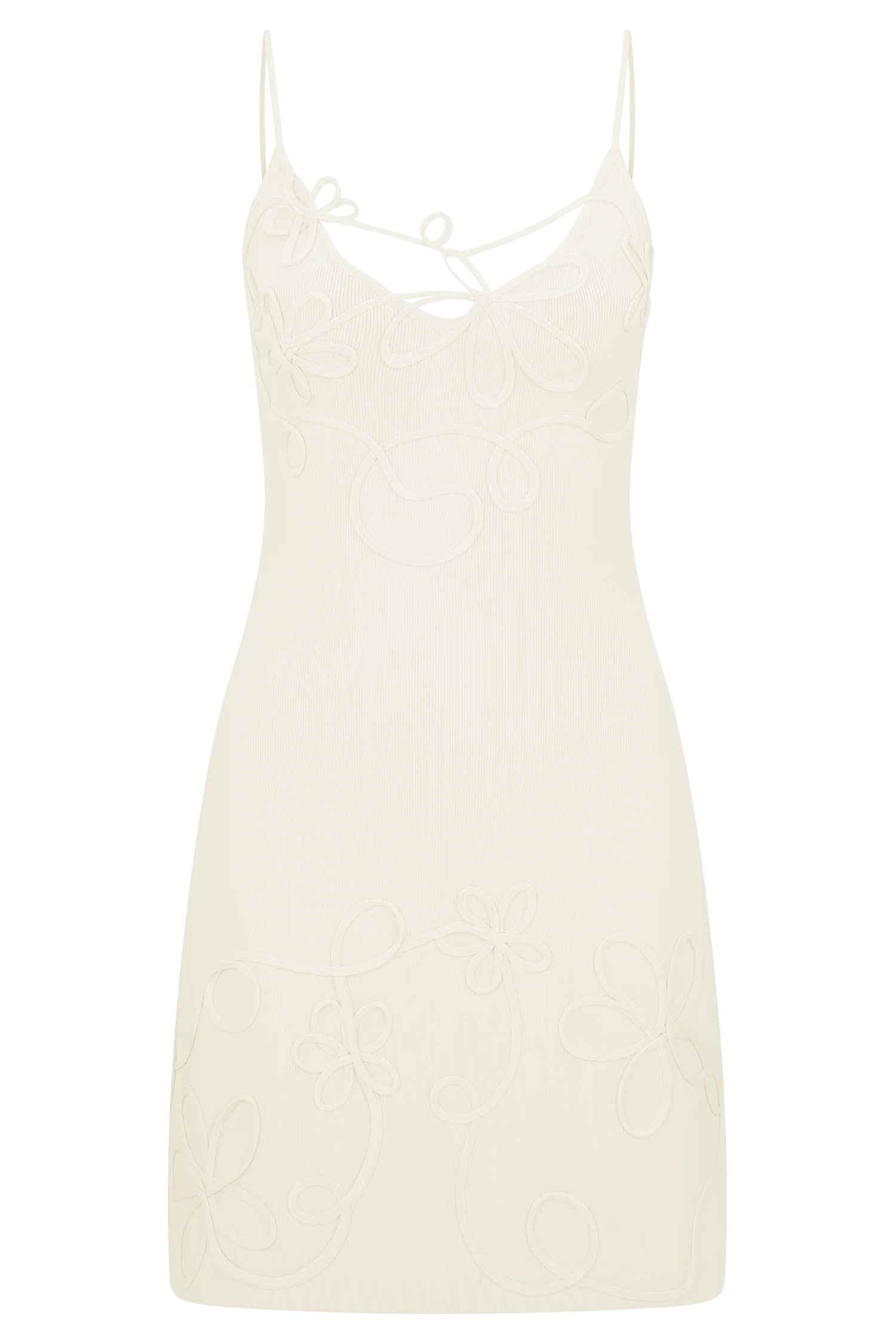 Brullo Embroidery Knit Mini Dress - Ivory - Image 9