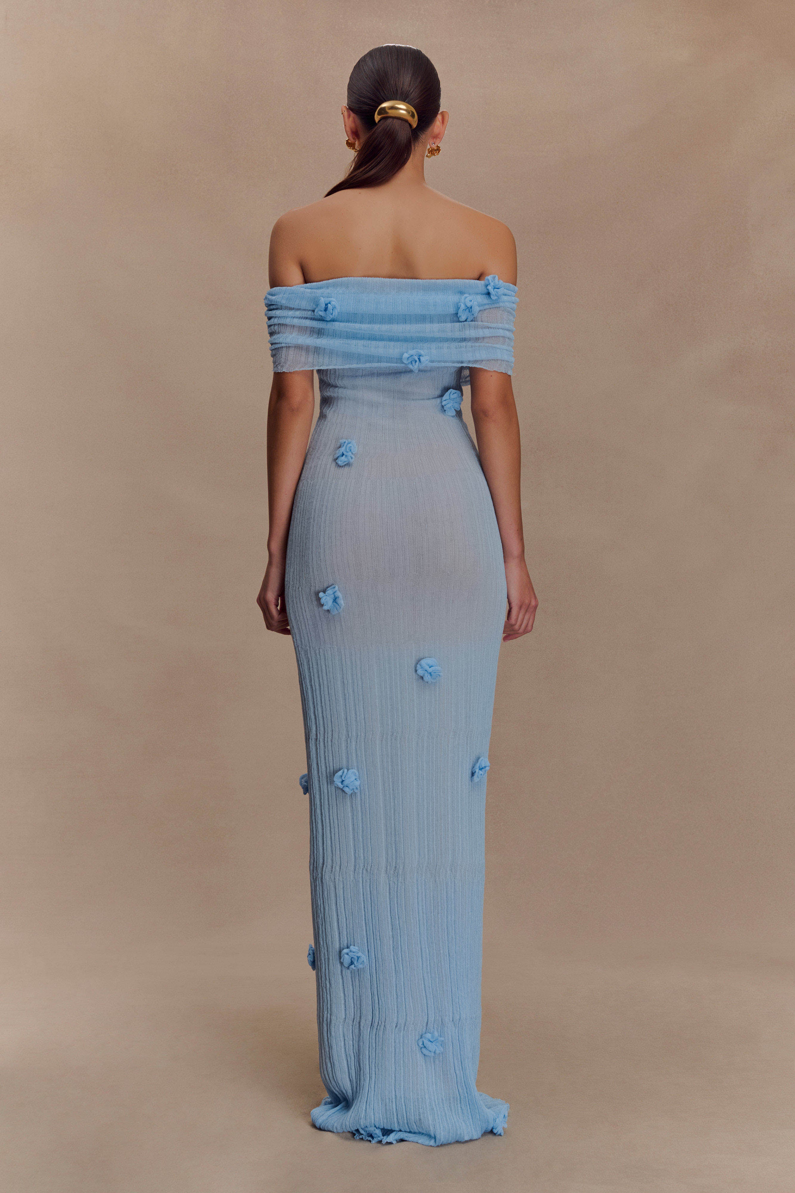 Brynn Orchid Knit Maxi Dress - Baby Blue - Image 2