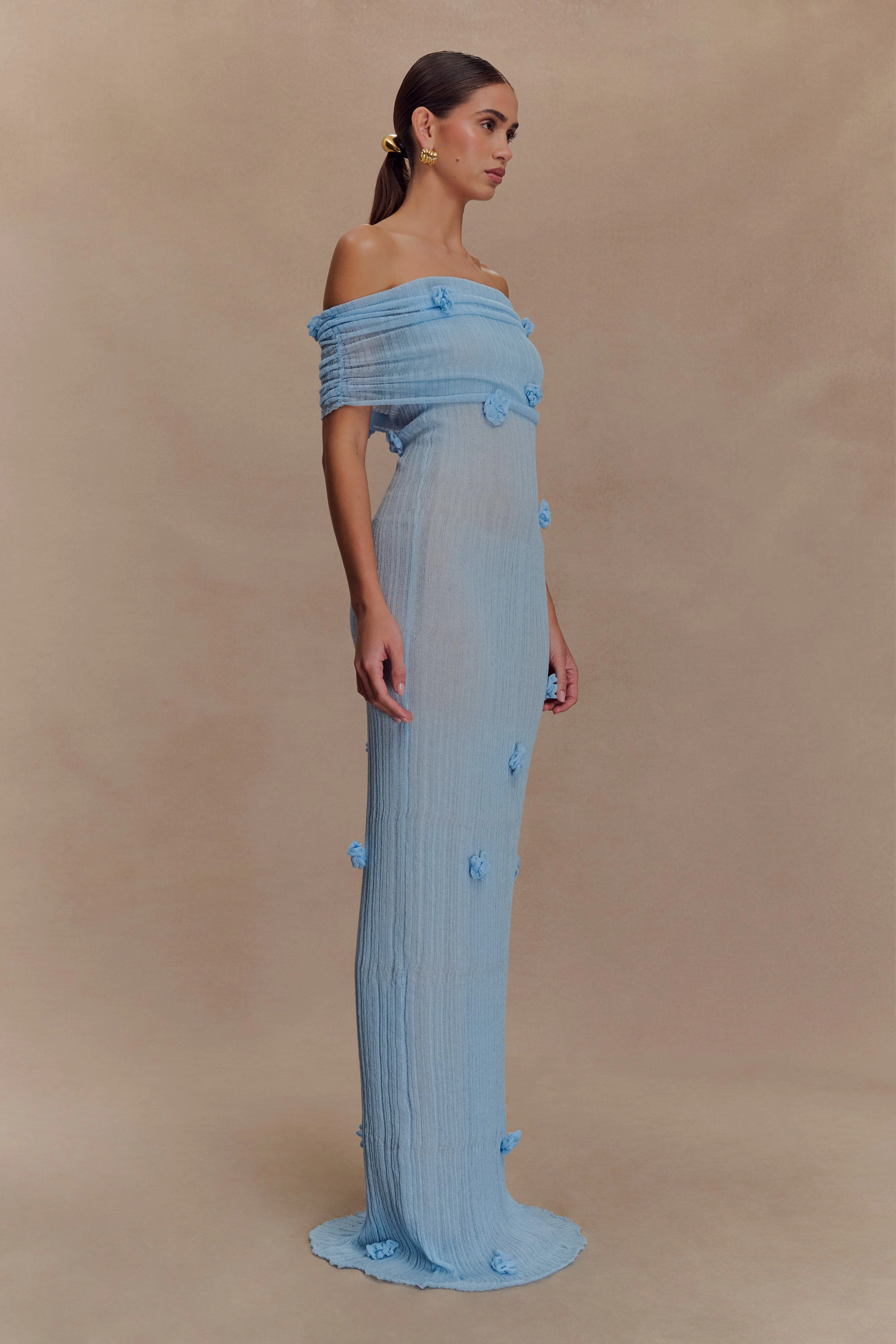 Brynn Orchid Knit Maxi Dress - Baby Blue - Image 5