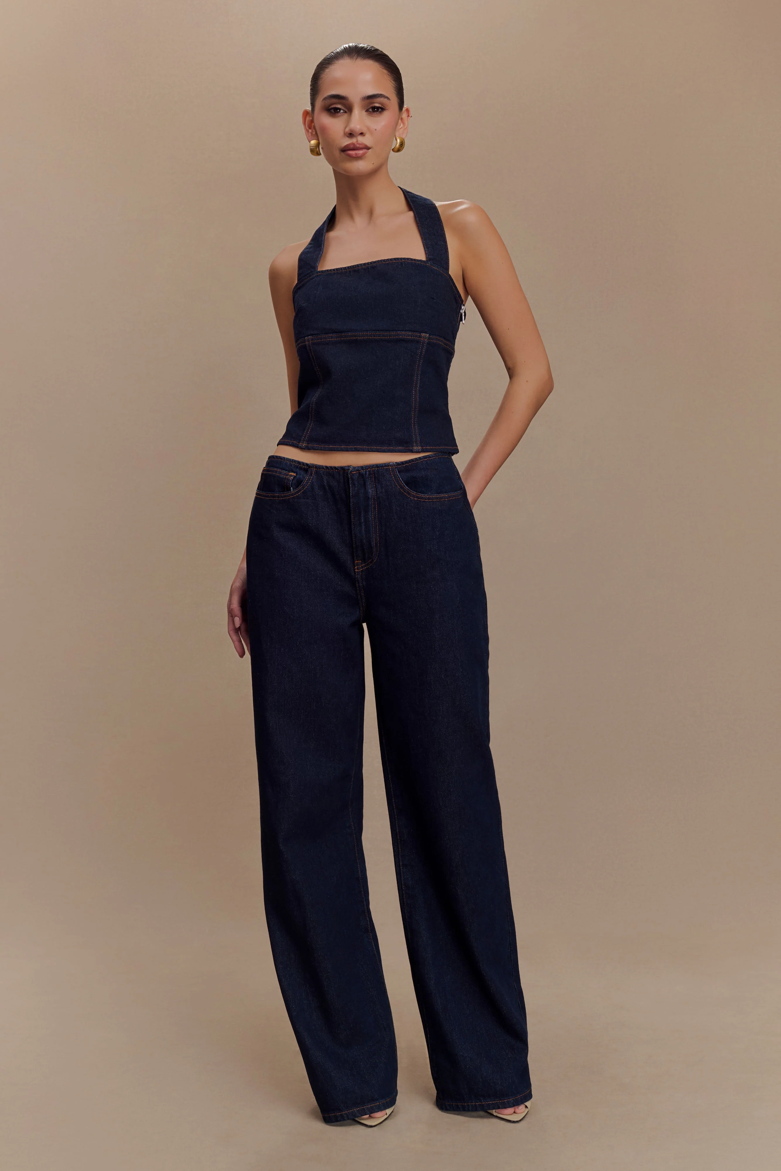 Caitlin Mid Rise Denim Jeans - Indigo Blue - Image 3
