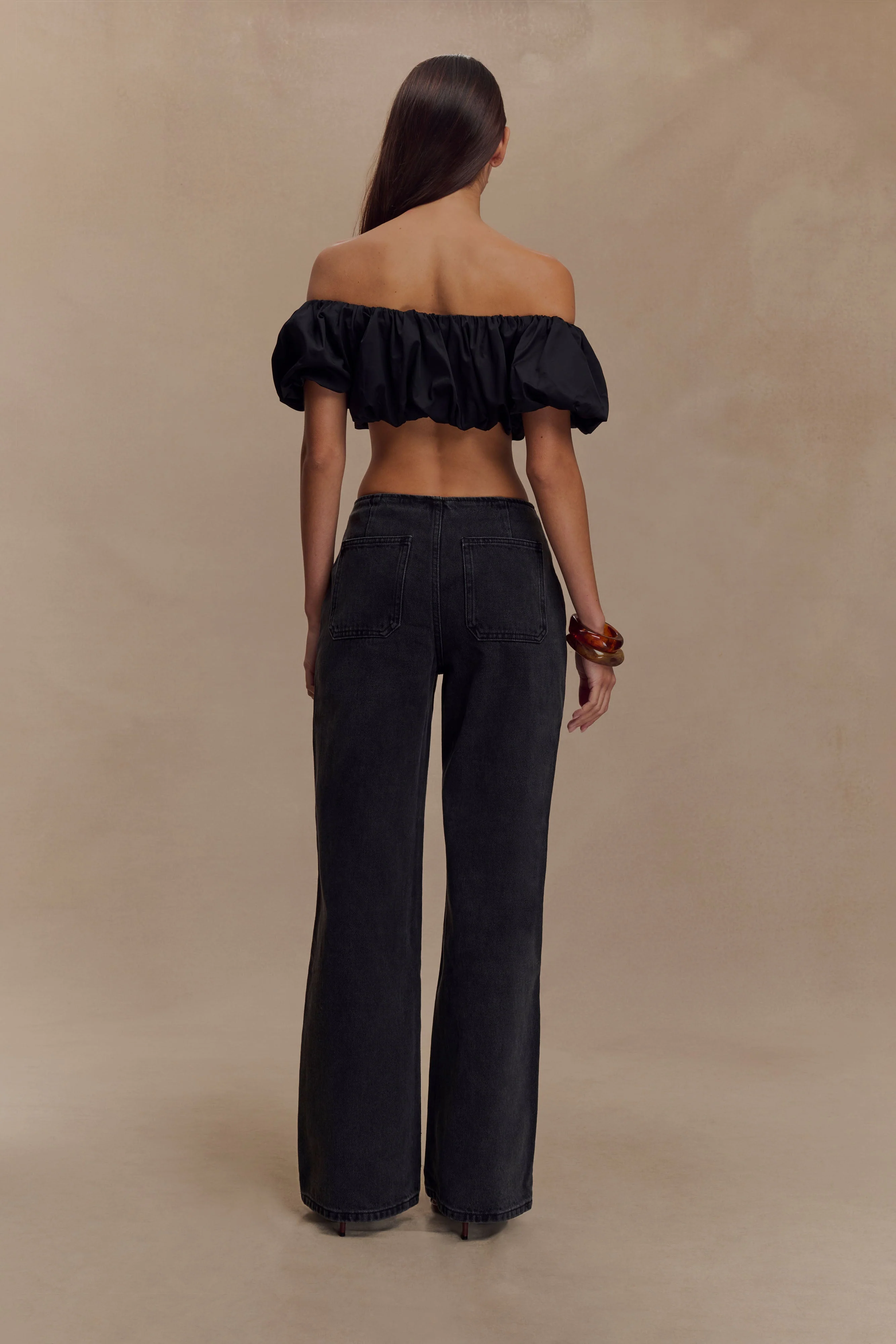Caitlin Mid Rise Denim Jeans - Washed Black - Image 5