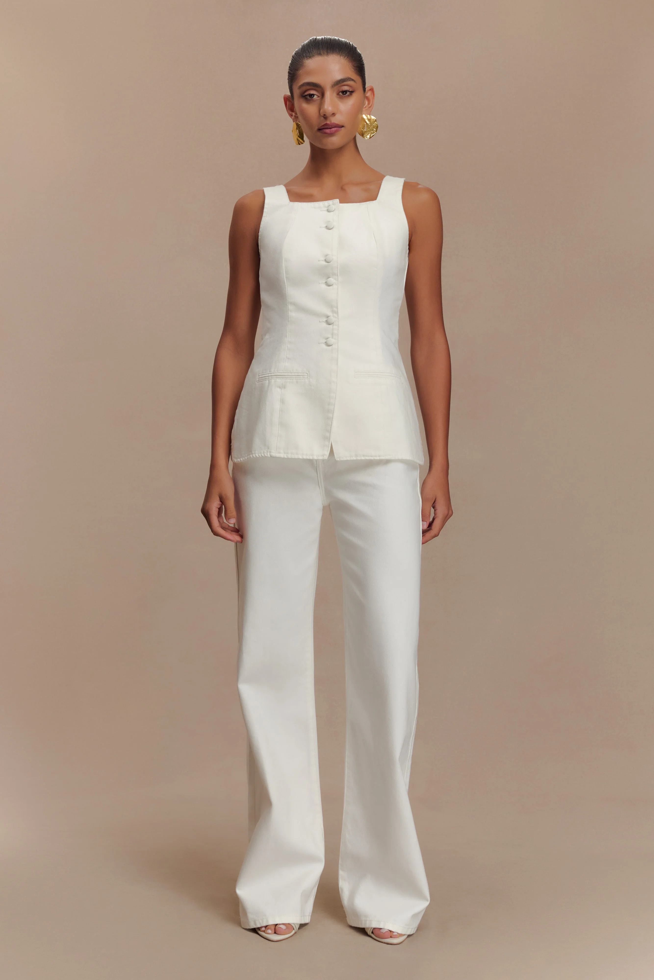 Caitlin Mid Rise Denim Jeans - White - Image 8
