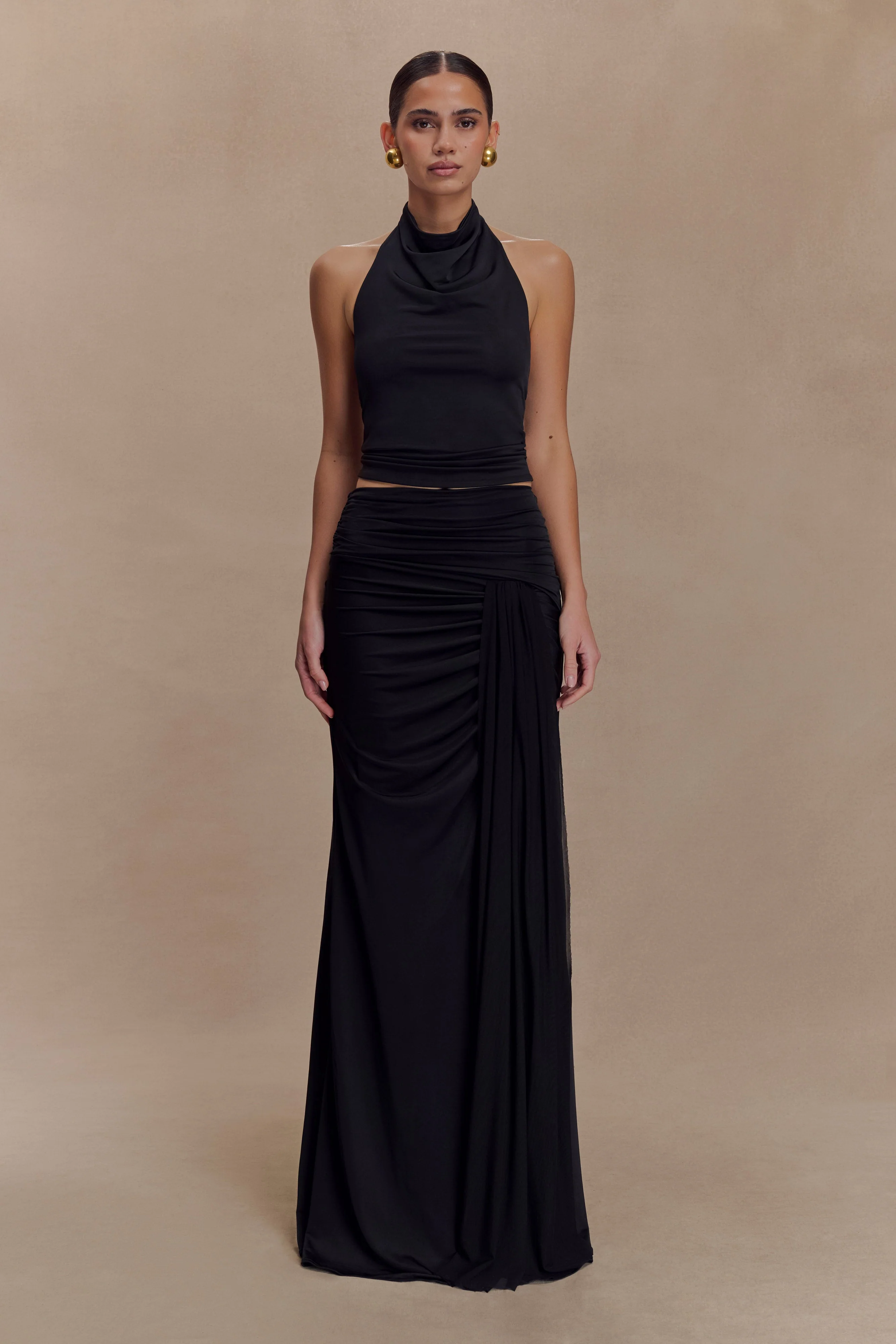 Calandra Slinky Halter Top With Hardware - Black - Image 6