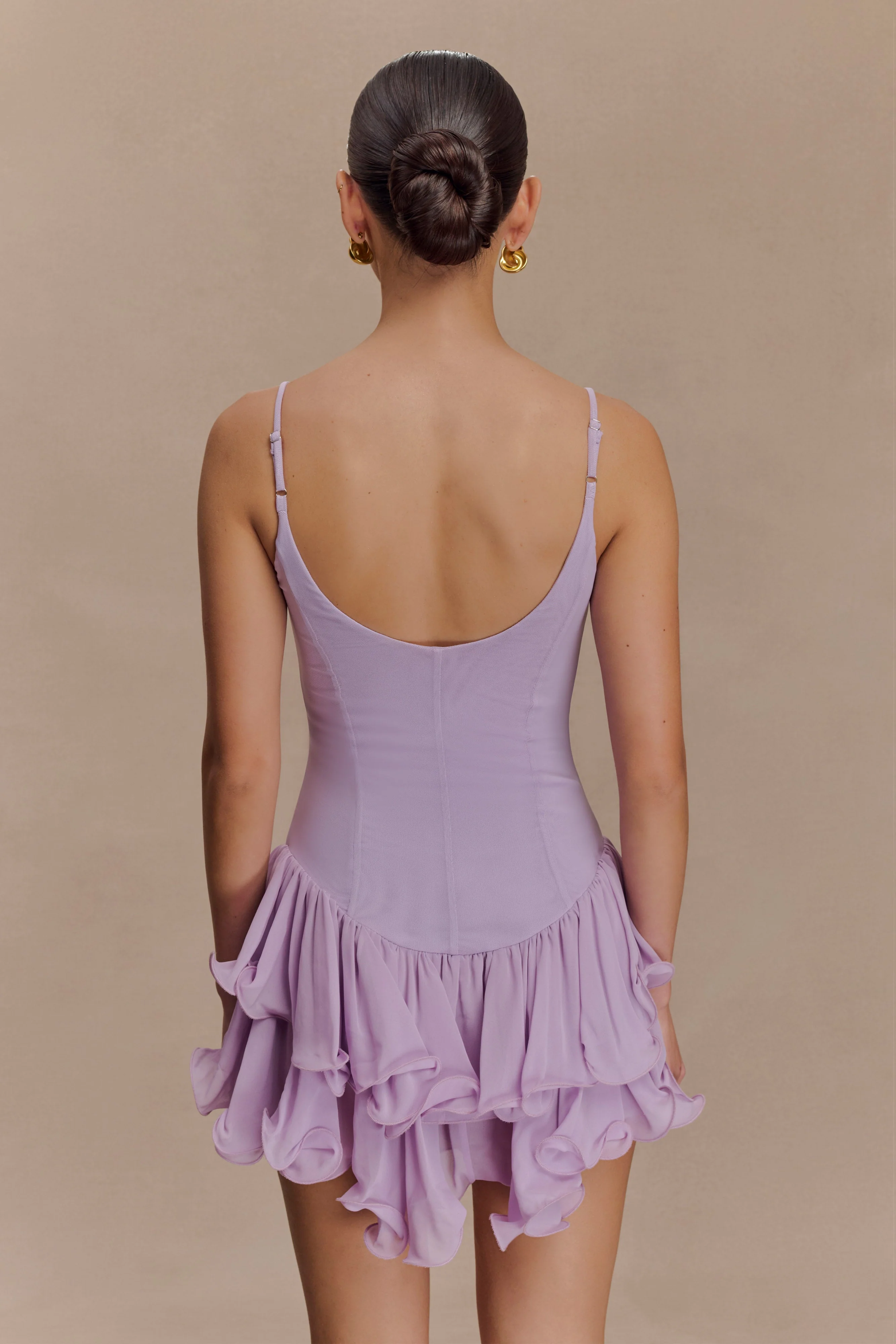 Calantha Ruffle Mesh Mini Dress - Lilac - Image 5